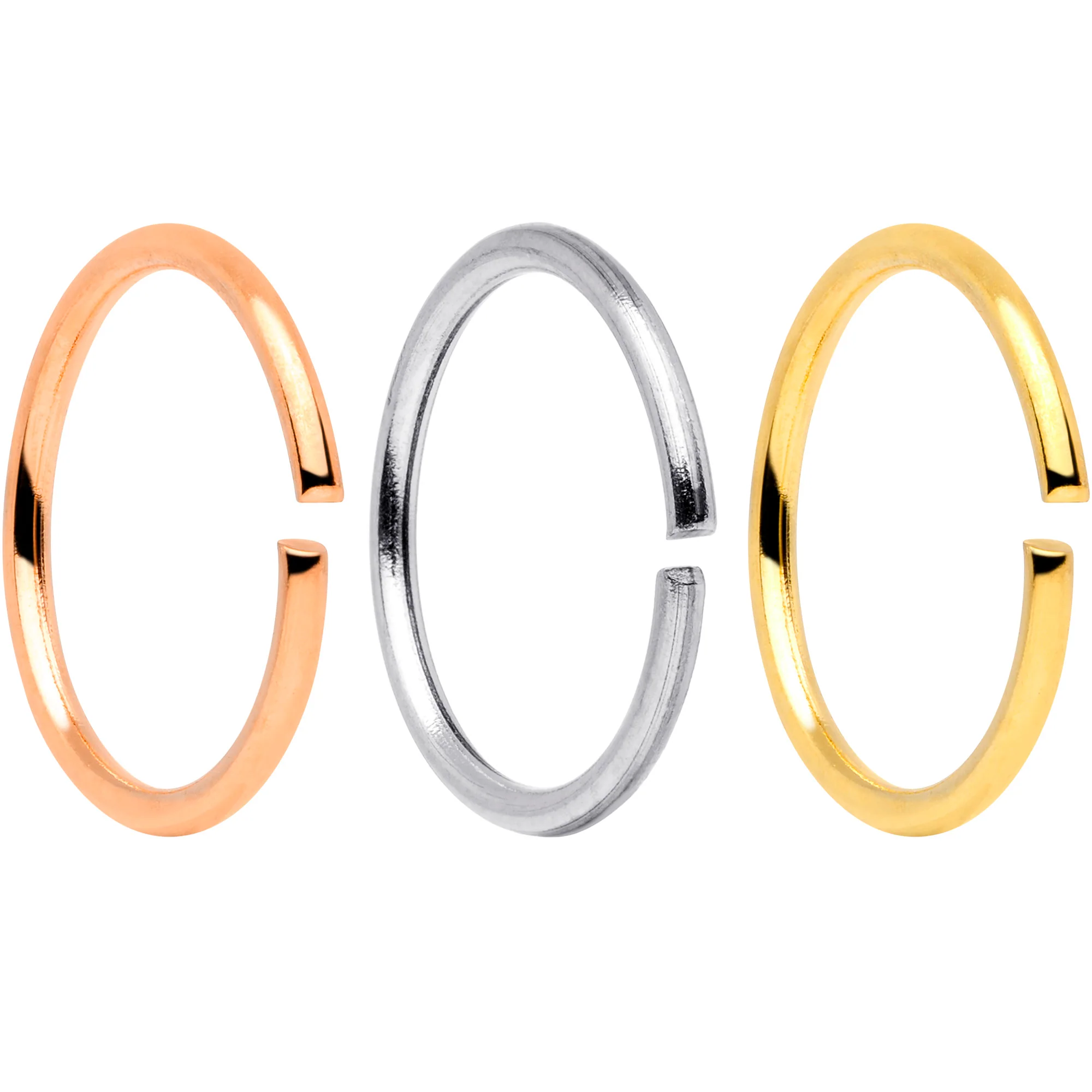 20G 5/16 Gold Tone Rose Gold Tone Anodized Seamless Circular Ring Set of 12 - Image 2
