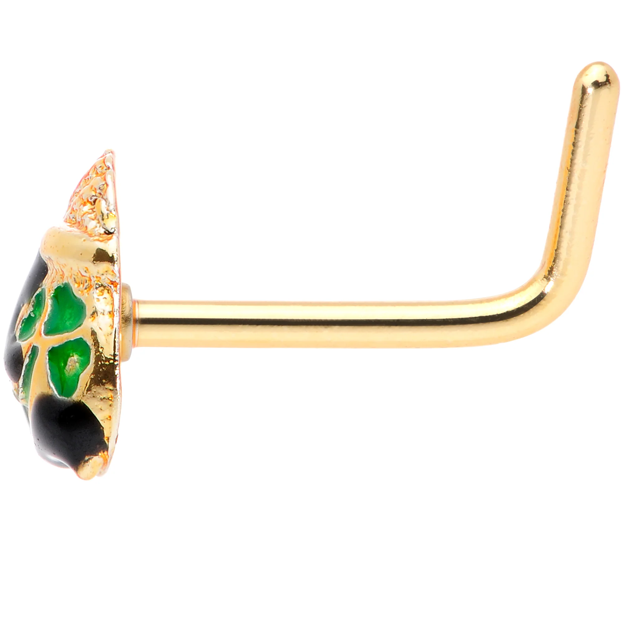 20G 5/16 Gold Tone St Patricks Day Pot O Gold L Shaped Nose Ring - Image 3