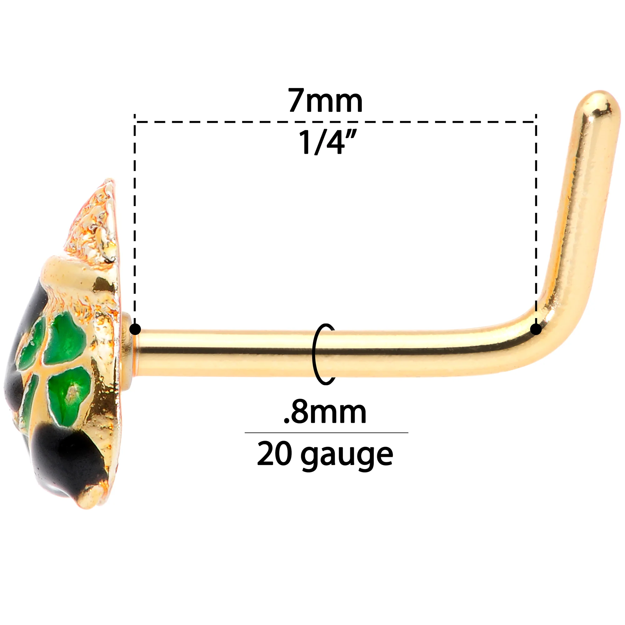 20G 5/16 Gold Tone St Patricks Day Pot O Gold L Shaped Nose Ring - Image 6