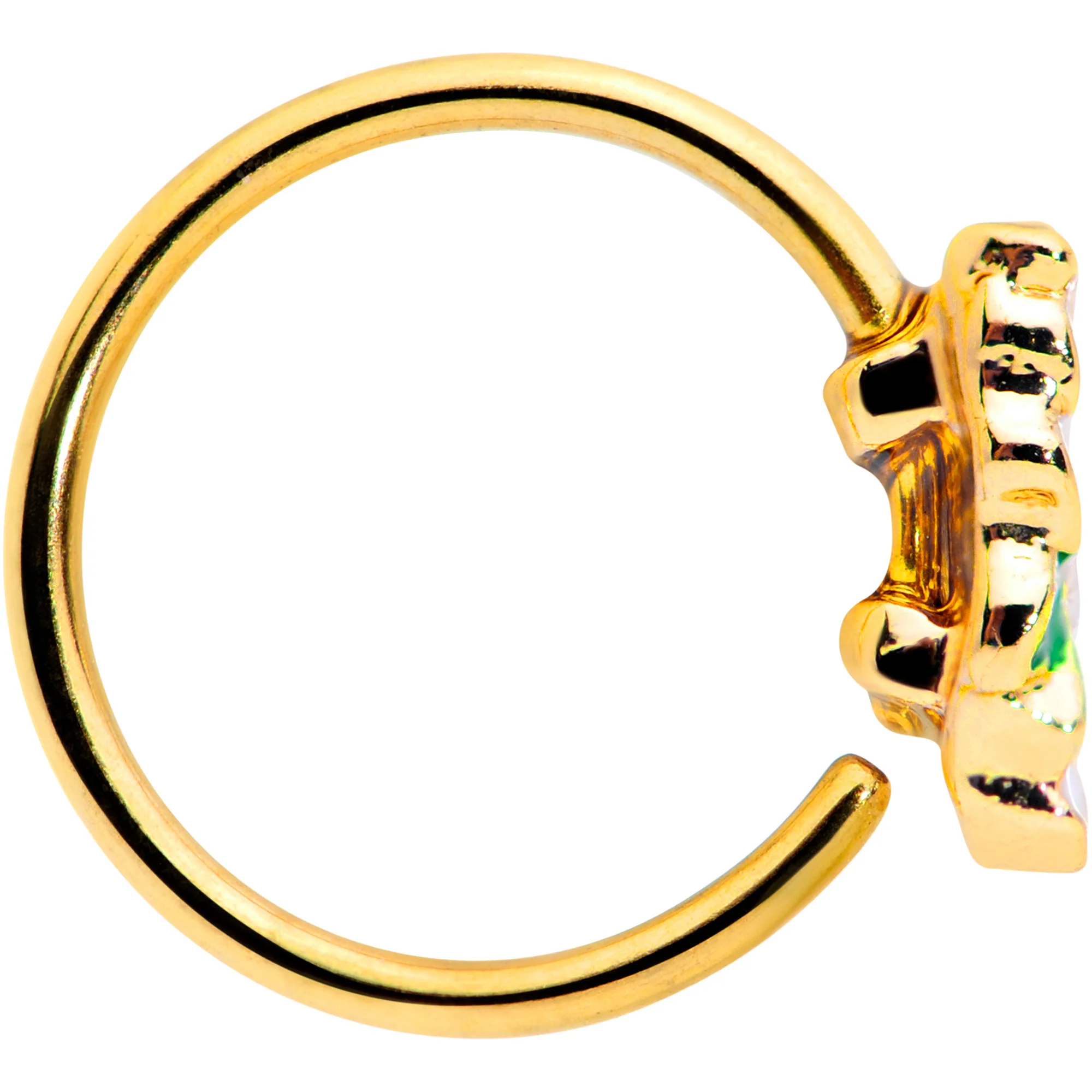 20G 5/16 Gold Tone White Spring Flower Nose Hoop - Image 3