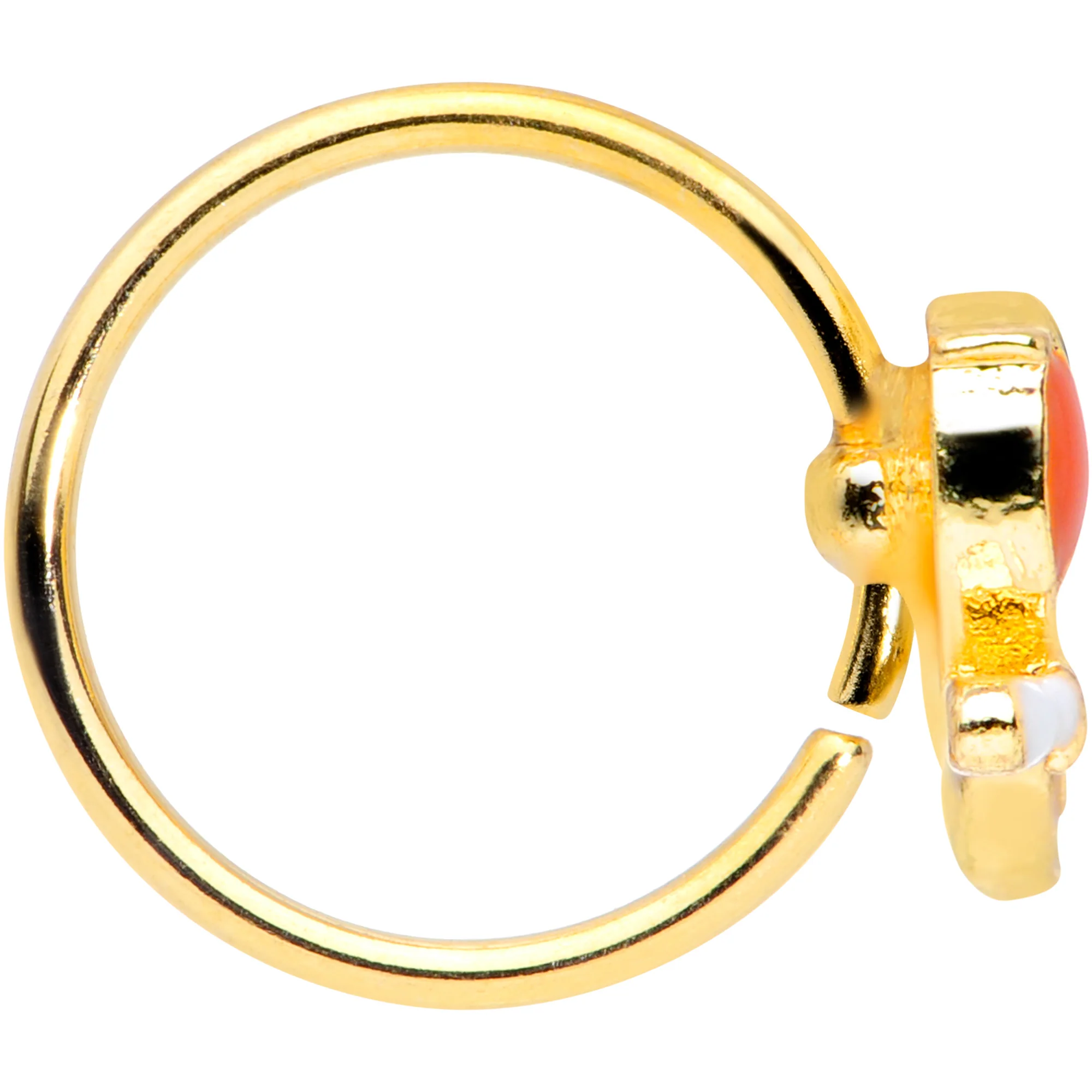 20G 5/16 Green Gem Gold Tone Perched Bird Nose Hoop - Image 3