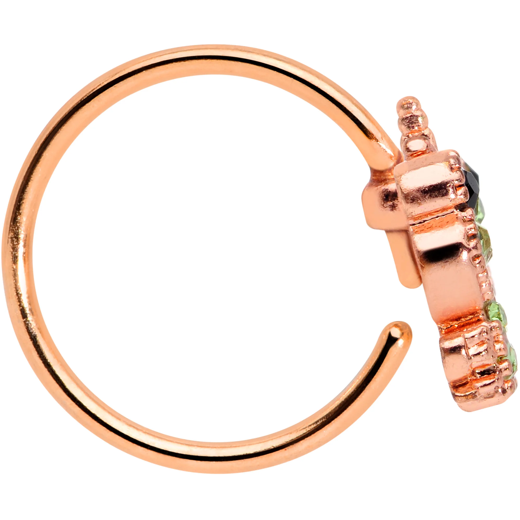 20G 5/16 Green Gem Rose Gold Tone Royal Frog Nose Hoop - Image 3