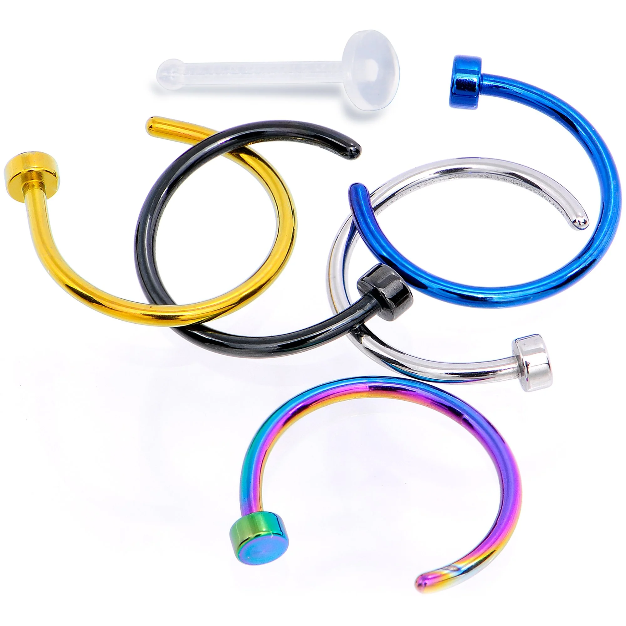 20G 5/16 Pack Set of 5 Assorted Stainless Steel Nose Hoop Rings - Image 3