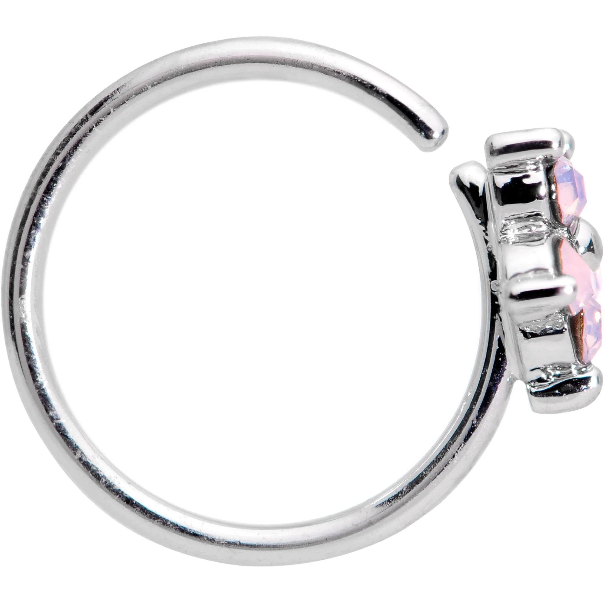 20G 5/16 Pink Faux Opal Flower Seamless Circular Ring - Image 3
