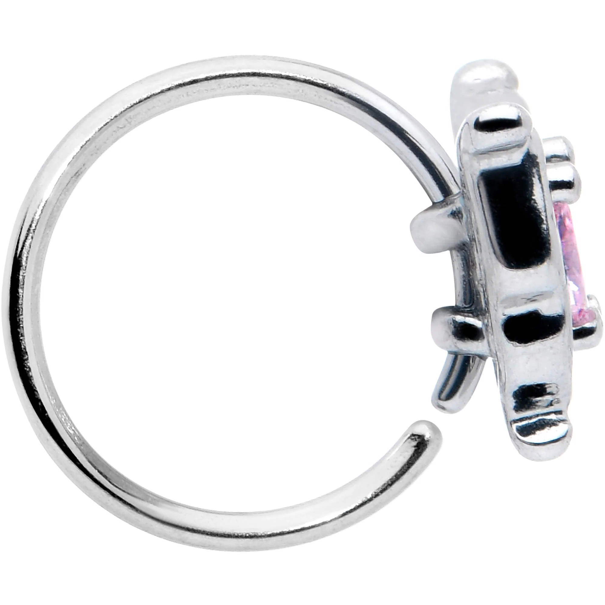 20G 5/16 Pink Gem Fancy Fab Butterfly Nose Hoop - Image 4