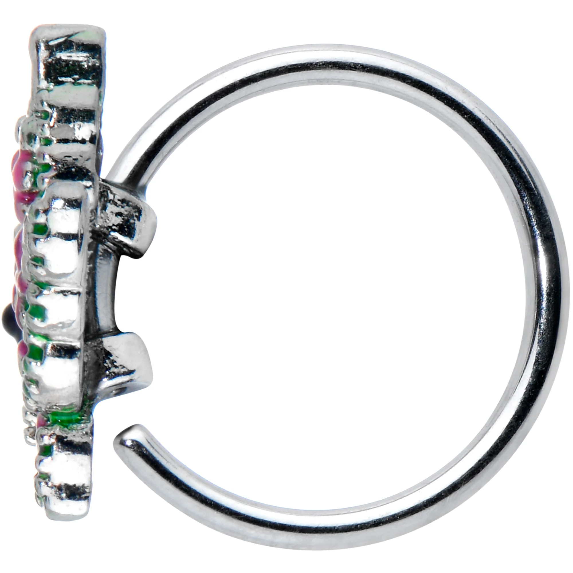 20G 5/16 Pink Gem Openwork Butterfly Wings Nose Hoop - Image 3