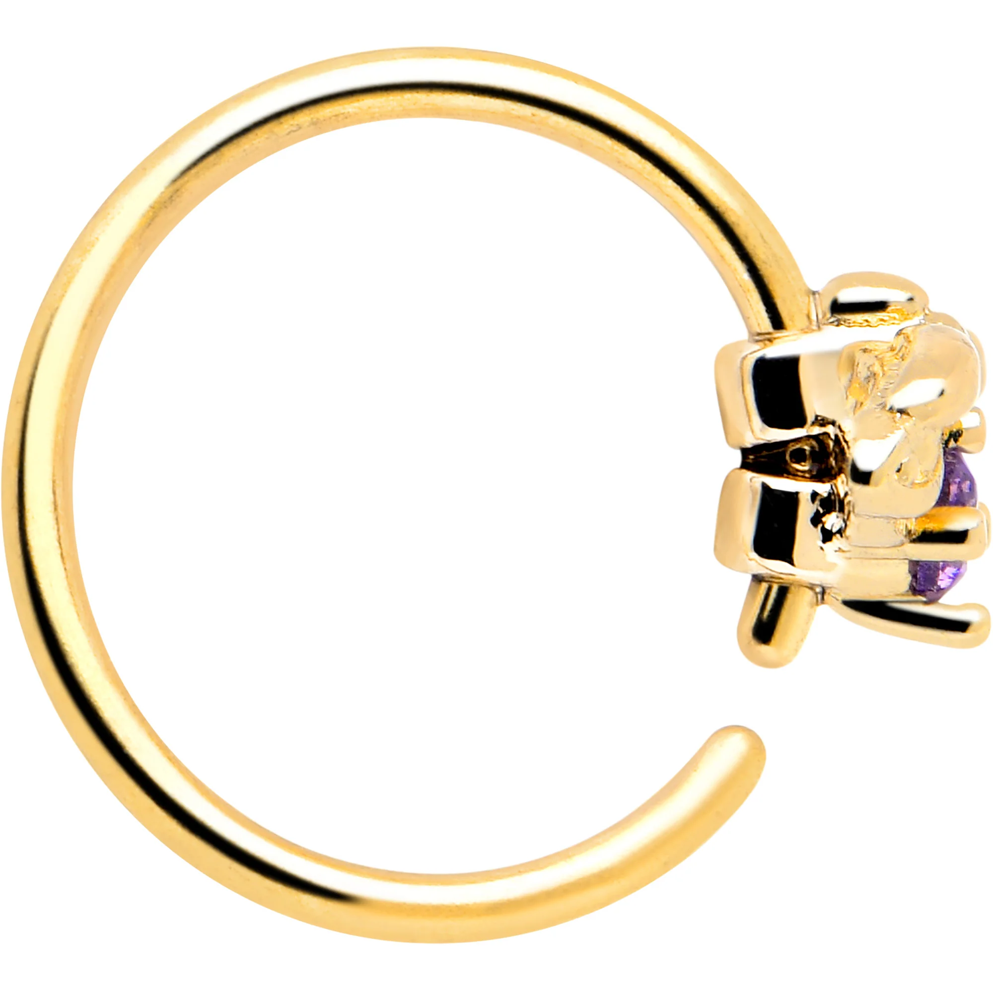 20G 5/16 Purple Gem Gold Tone Beauty Bug Nose Hoop - Image 4