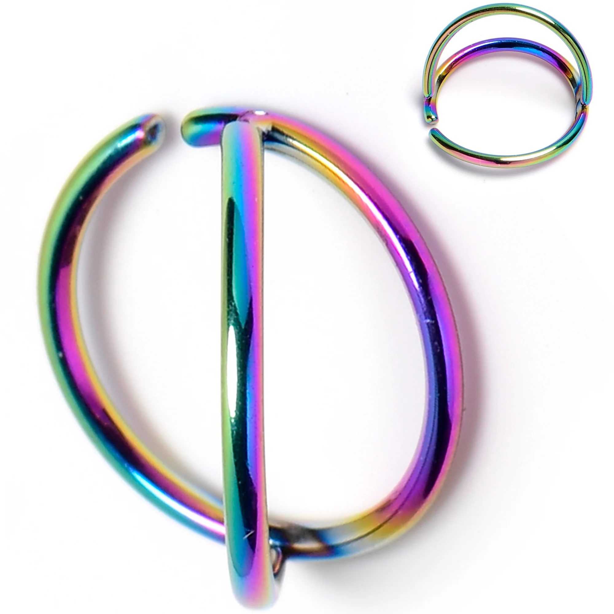 20G 5/16 Rainbow Double Nose Hoop - Image 2