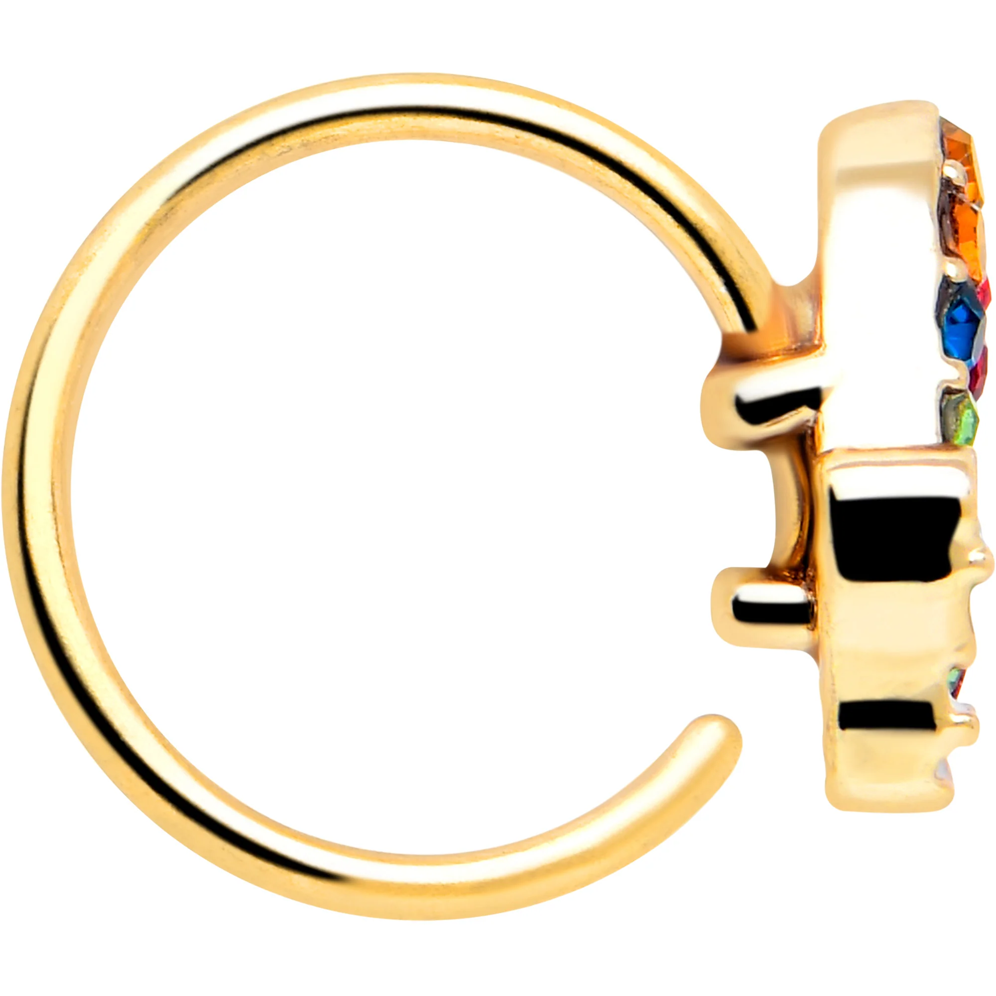 20G 5/16 Red Blue Gem Gold Tone Butterfly Nose Hoop - Image 4