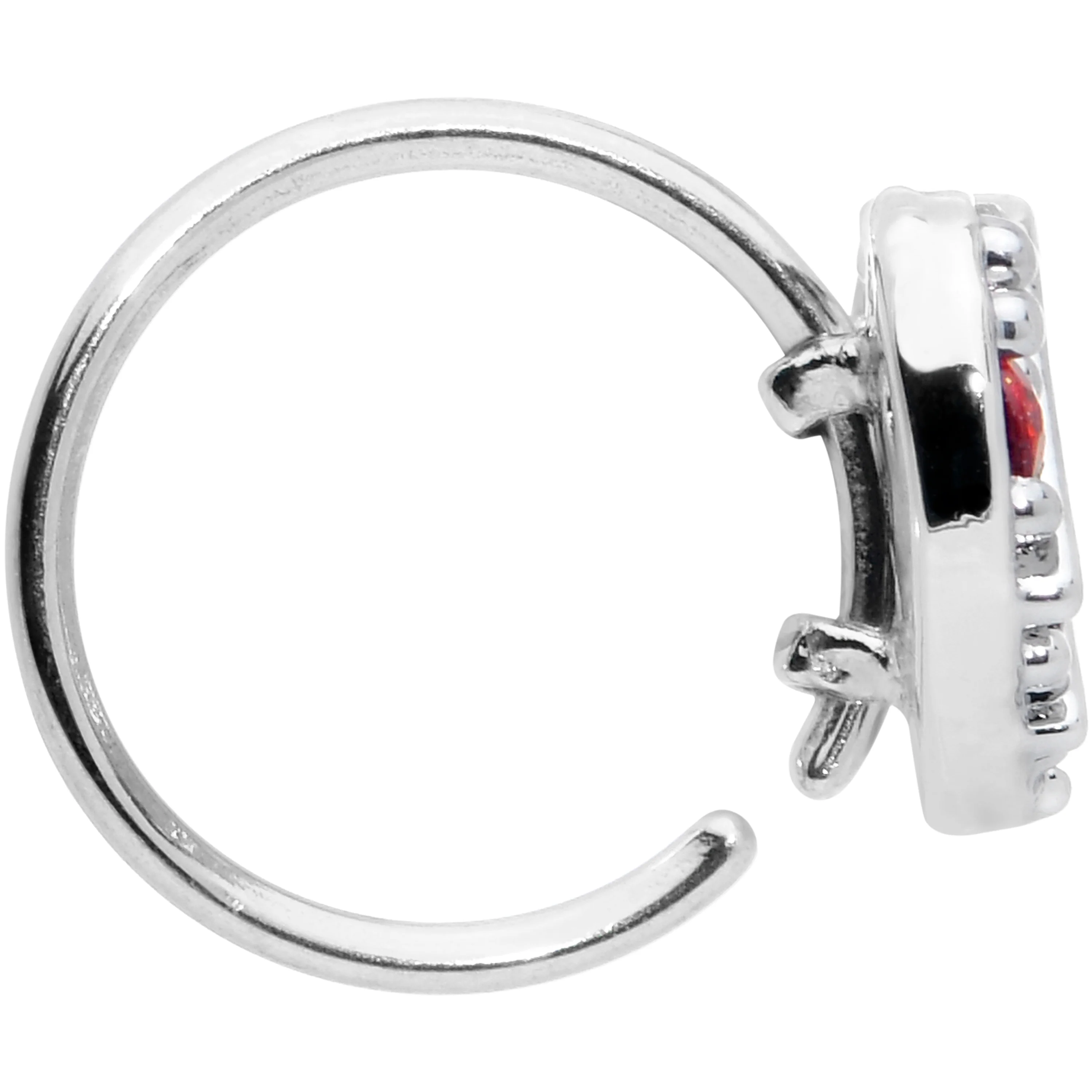 20G 5/16 Red CZ Gem Lattice Heart Nose Hoop - Image 2