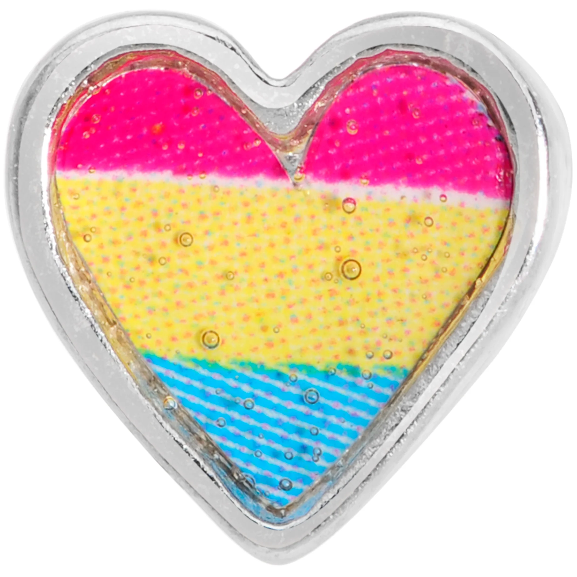 20G 5/16 Red Yellow Blue Pansexual Pride Heart L Shaped Nose Ring - Image 2