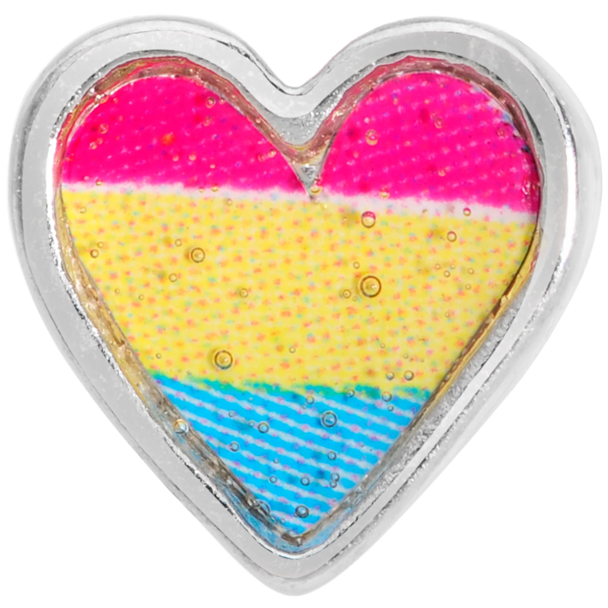 20G 5/16 Red Yellow Blue Pansexual Pride Heart Nose Bone - Image 2