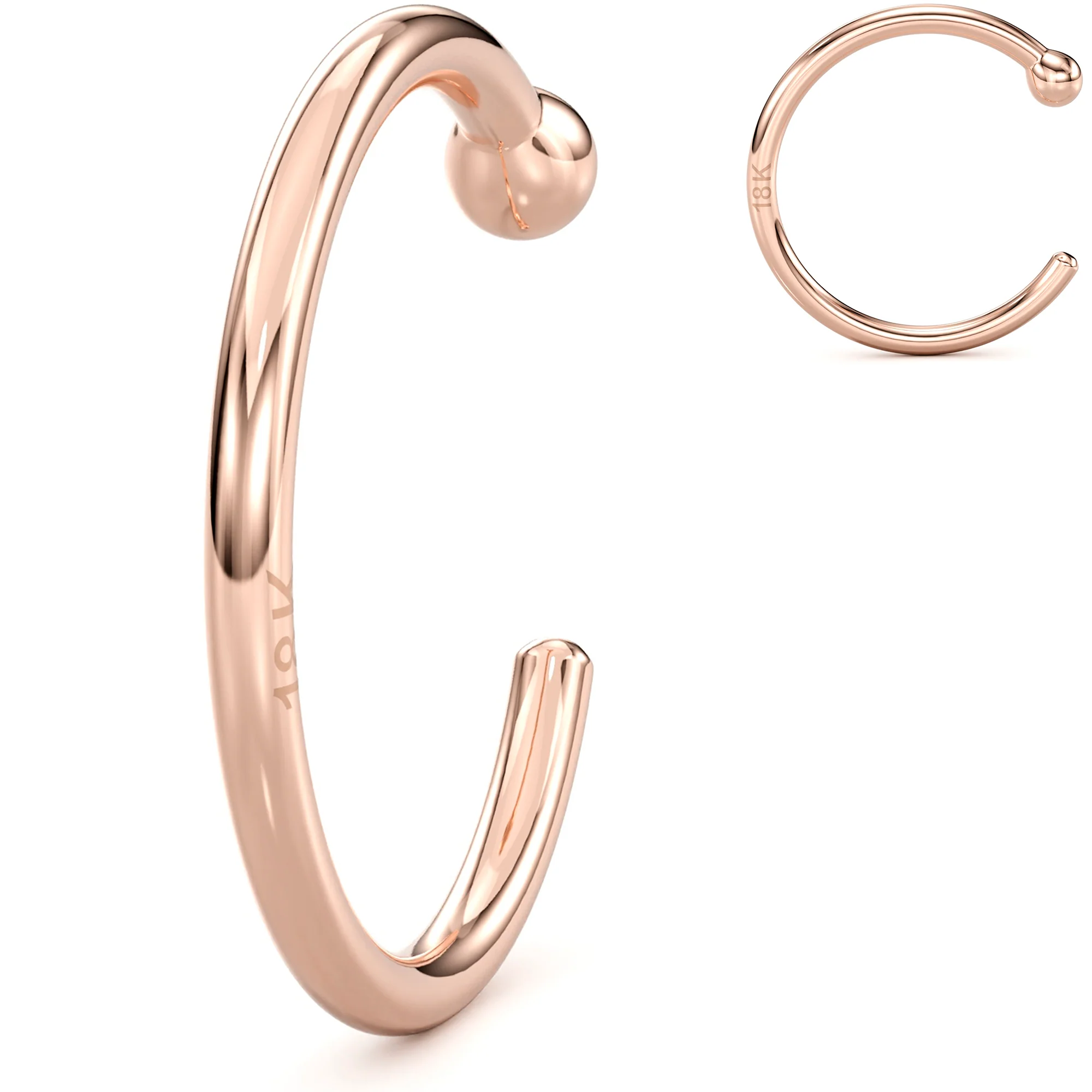 20G 5/16 Solid 18K Rose Gold Nose Hoop - Image 3