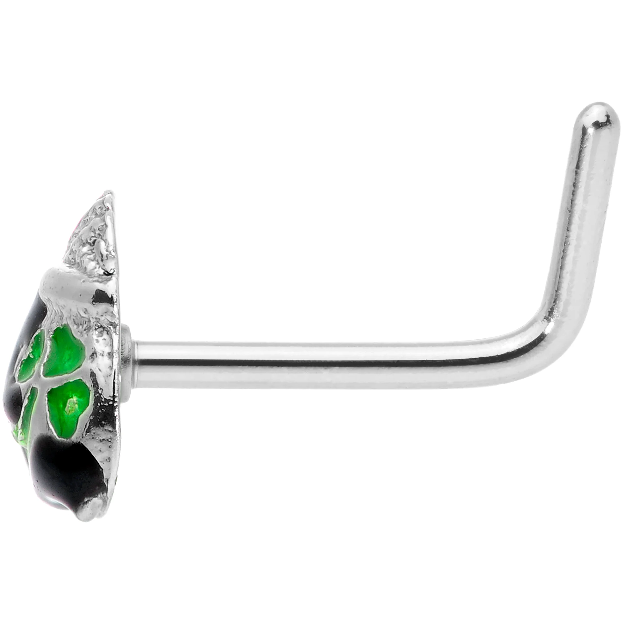 20G 5/16 St Patricks Day Pot O Gold L Shaped Nose Ring - Image 3