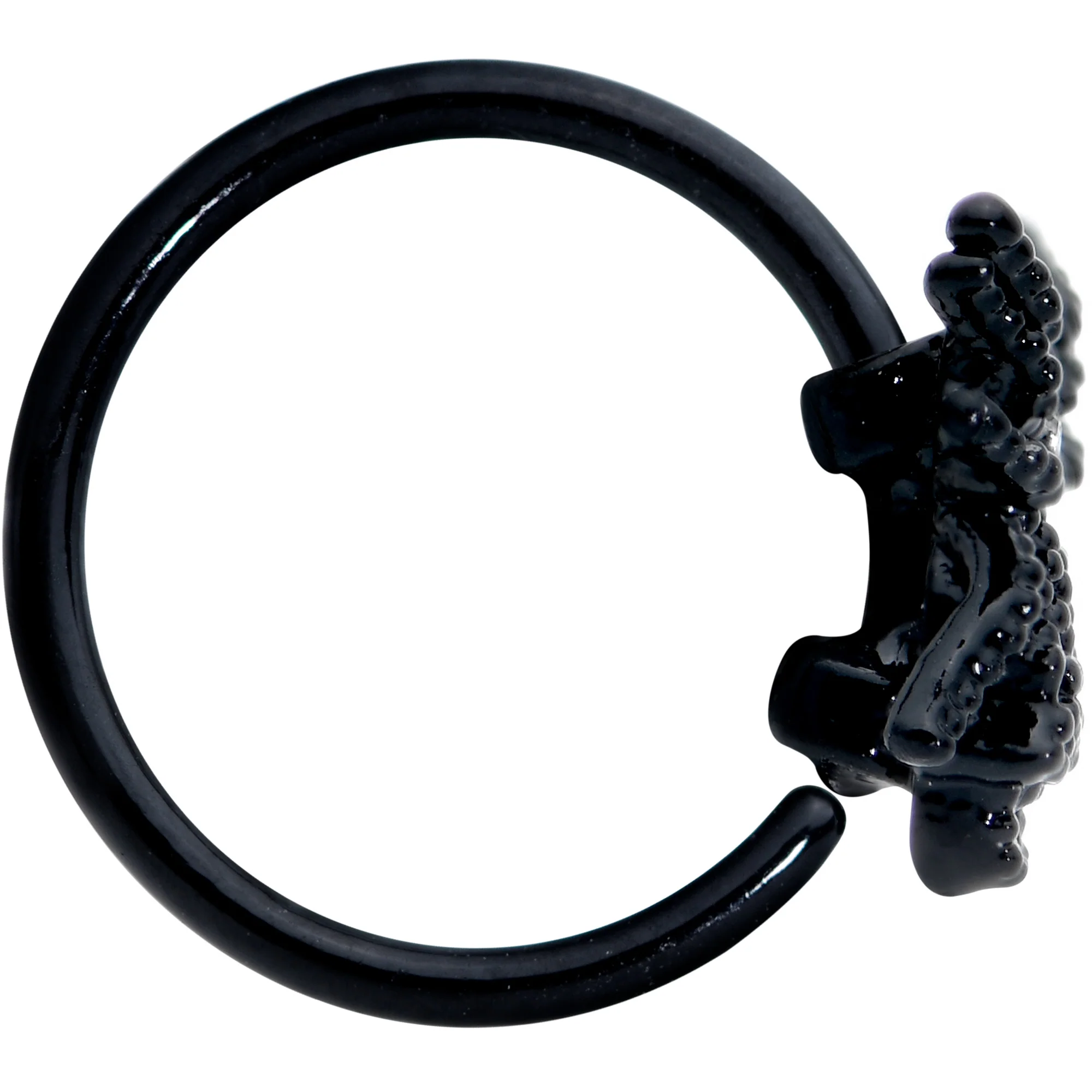 20G 5/16 Yellow Gem Black Nubbly Spider Halloween Nose Hoop - Image 3
