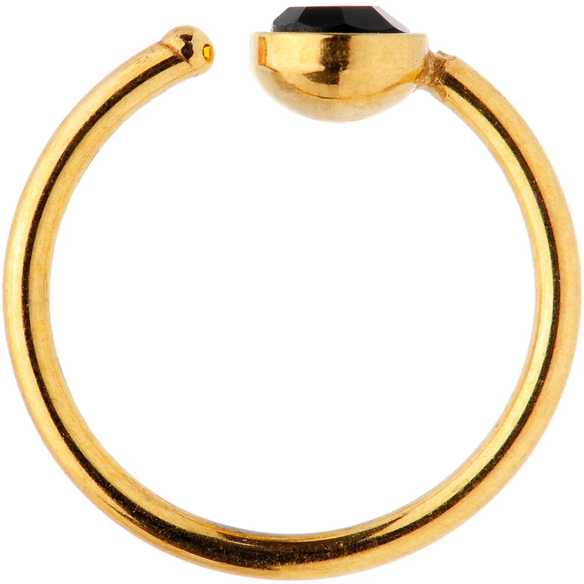 20G 5/16 Black Gem Gold Tone Nose Hoop - Image 2