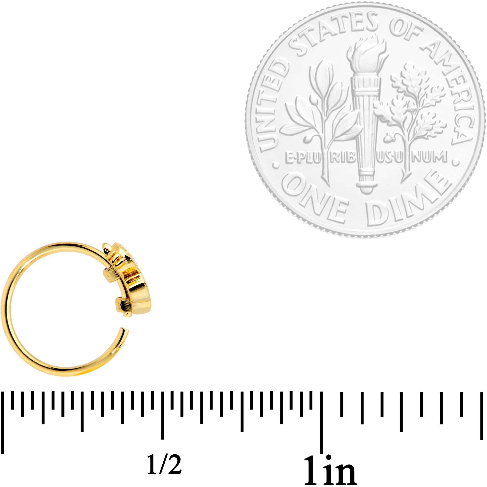 20G 5/16 Clear Black Gem Gold Tone Glamour Cat Nose Hoop - Image 3