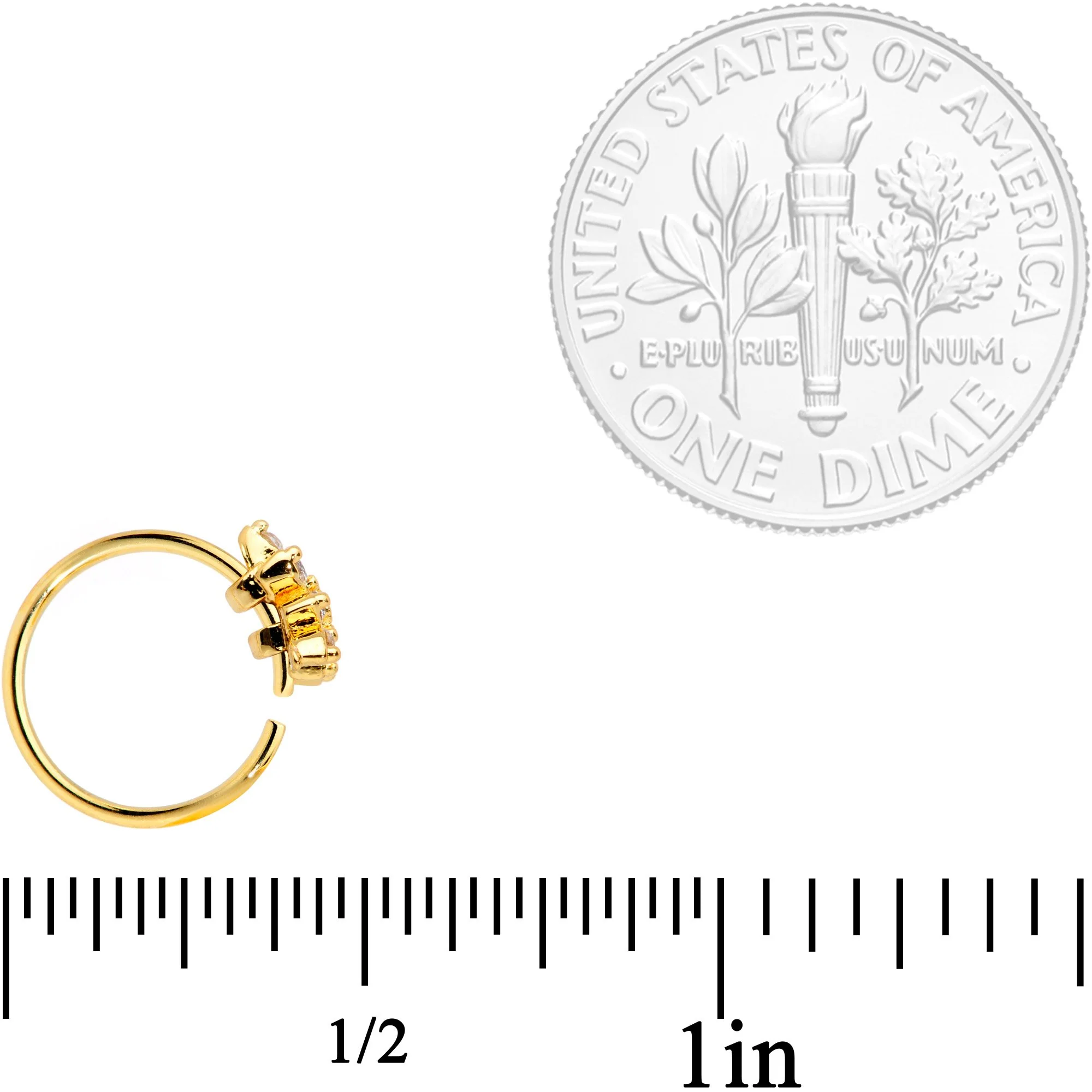 20G 5/16 Clear CZ Gem Gold Plated Tiny Triangle Nose Hoop - Image 3