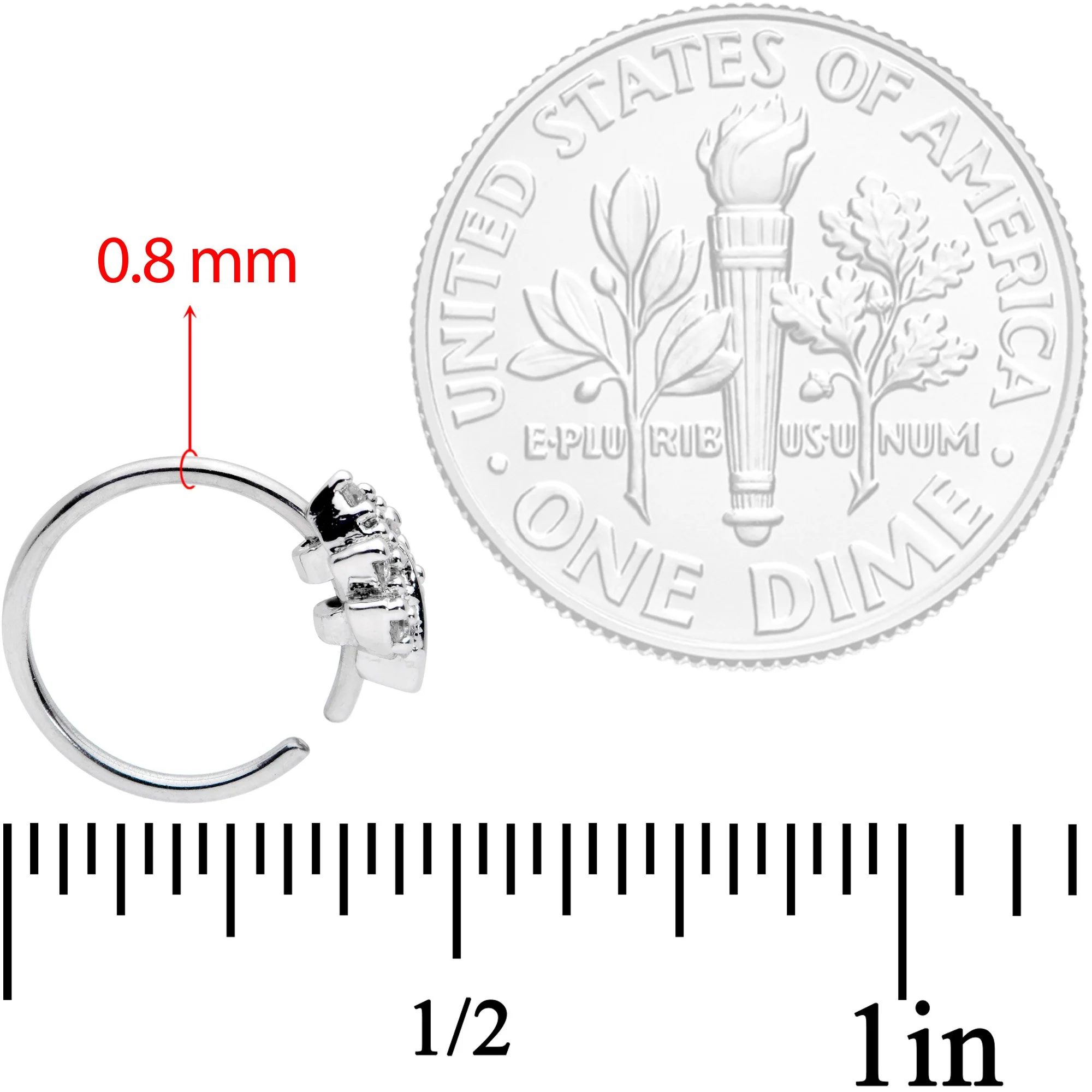 20G 5/16 Clear CZ Gem Maple Leaf Nose Hoop - Image 4