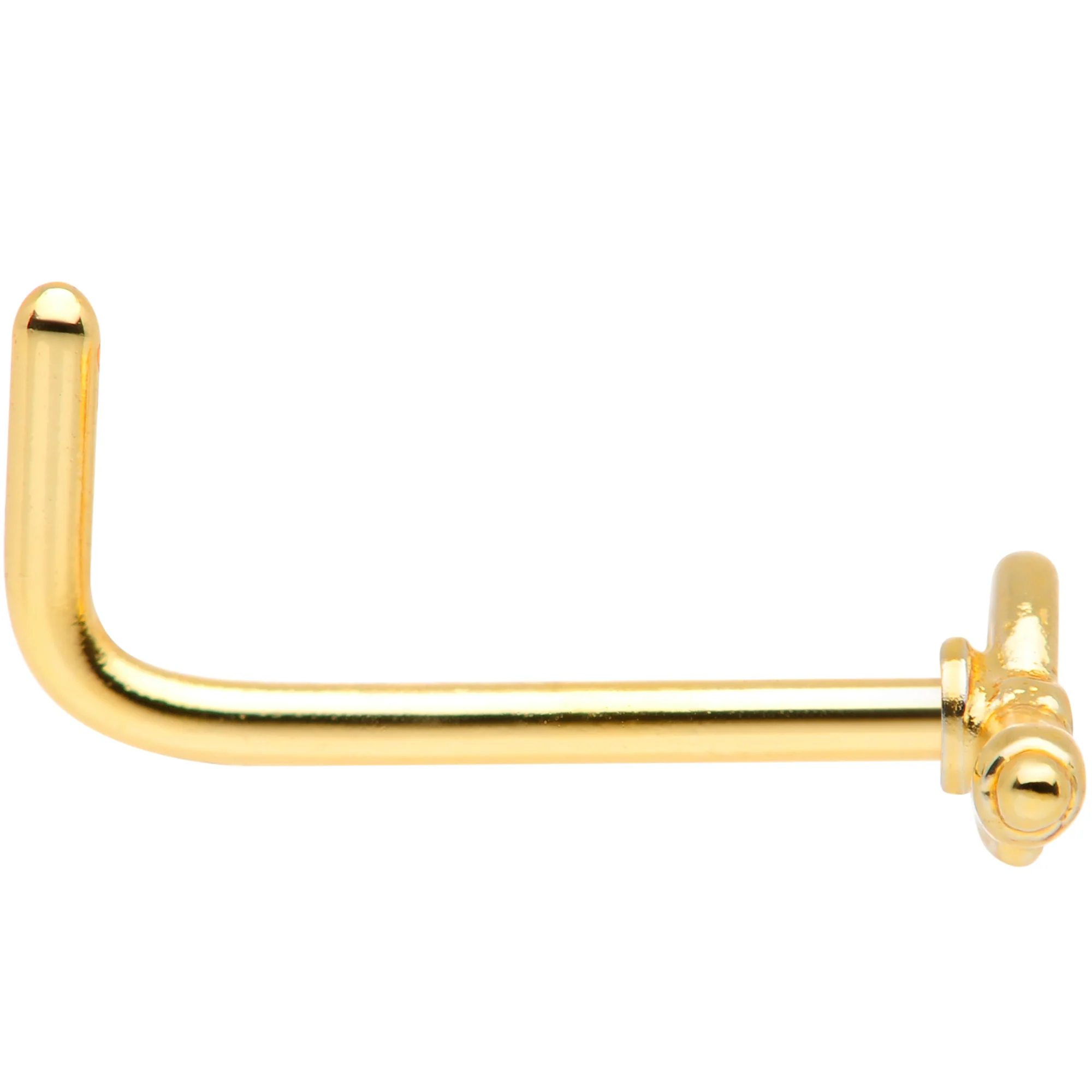 20G 5/16 Gold Tone Key to Your Heart L Shaped Nose Ring - Image 3