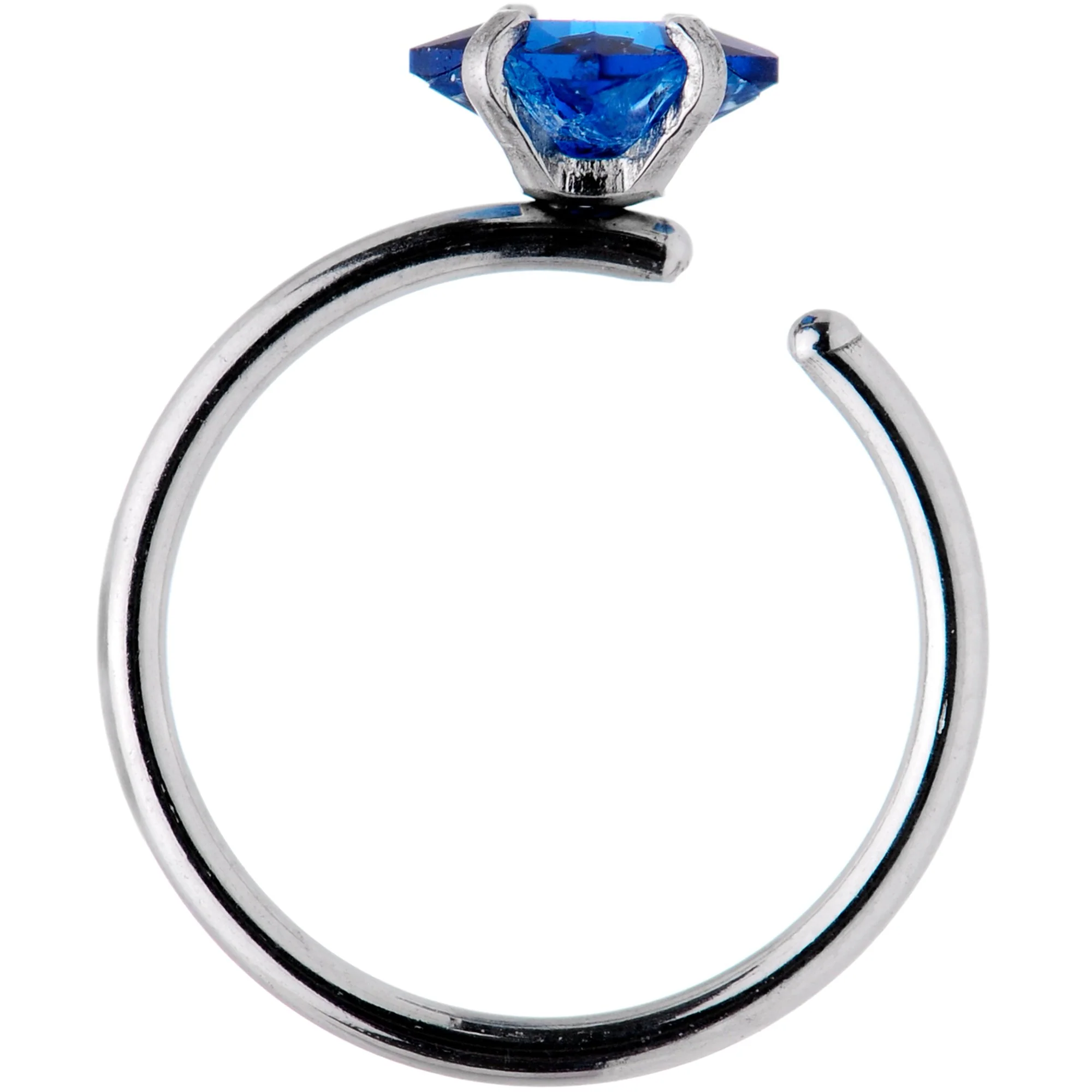 20G 5/16 Multicolor Single Gem Regal Rhombus Nose Hoop Set of 6 - Image 4