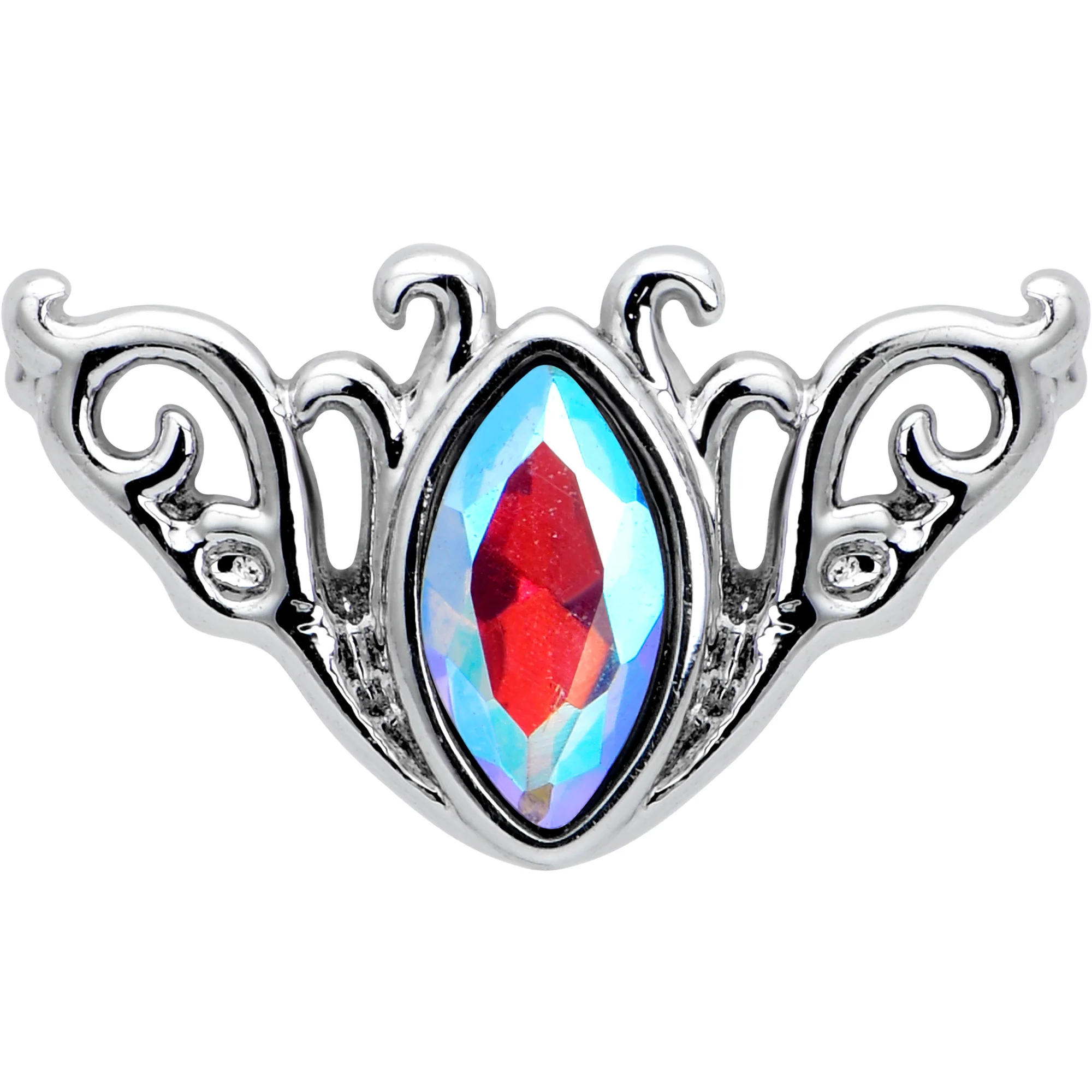 20G 7mm Aurora Gem Deco Waves L Shape Nose Ring - Image 3