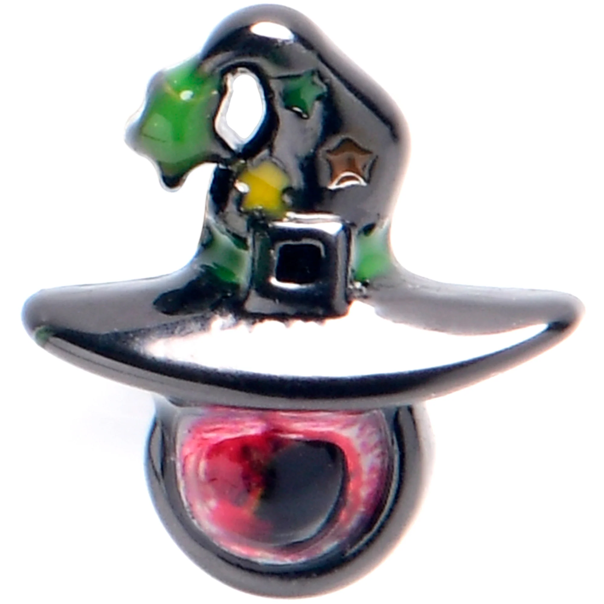 20G 7mm Black Red Eye Witch Hat L-Shape Nose Ring - Image 2