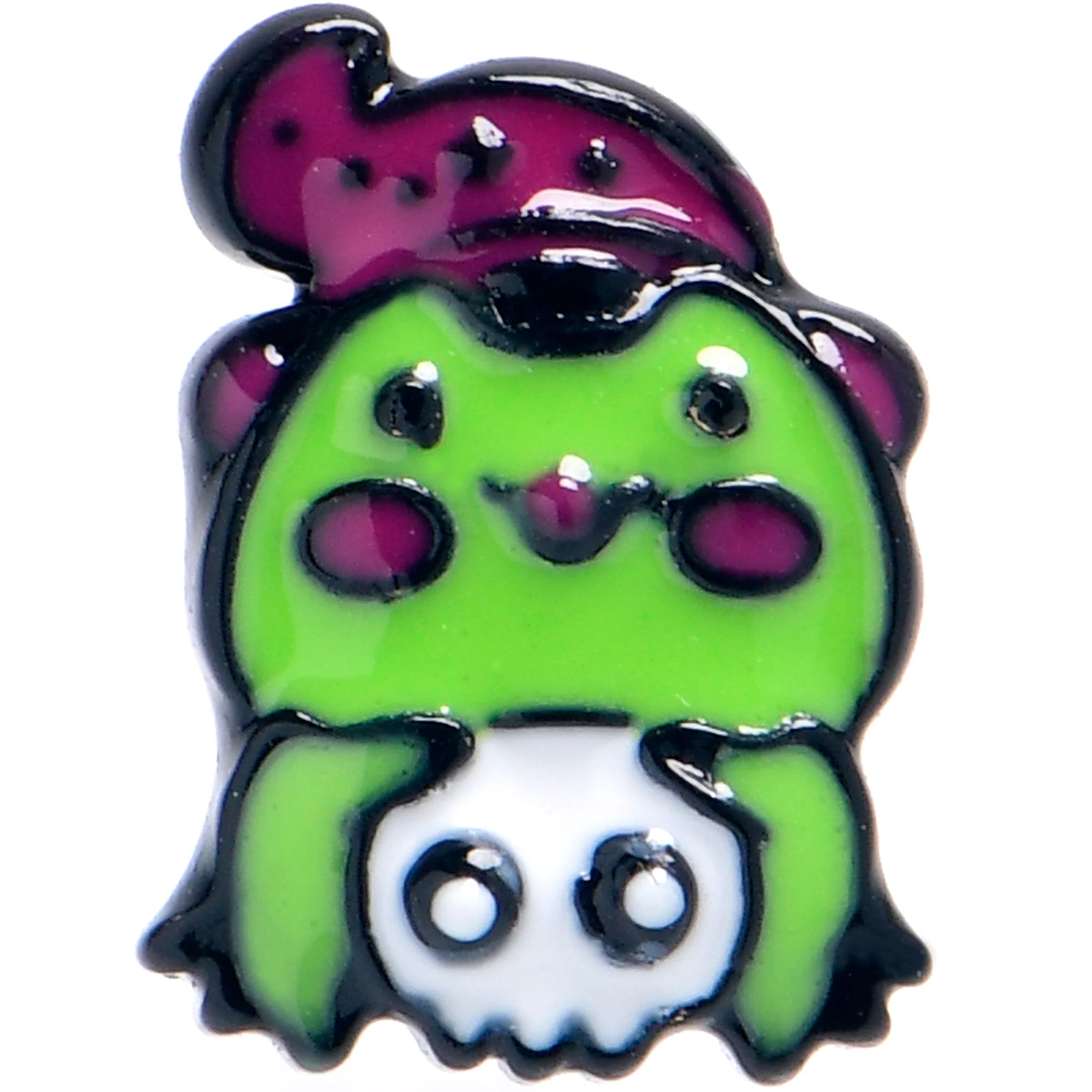 20G 7mm Black Witch Frog Skull Halloween Nose Screw Ring - Image 2