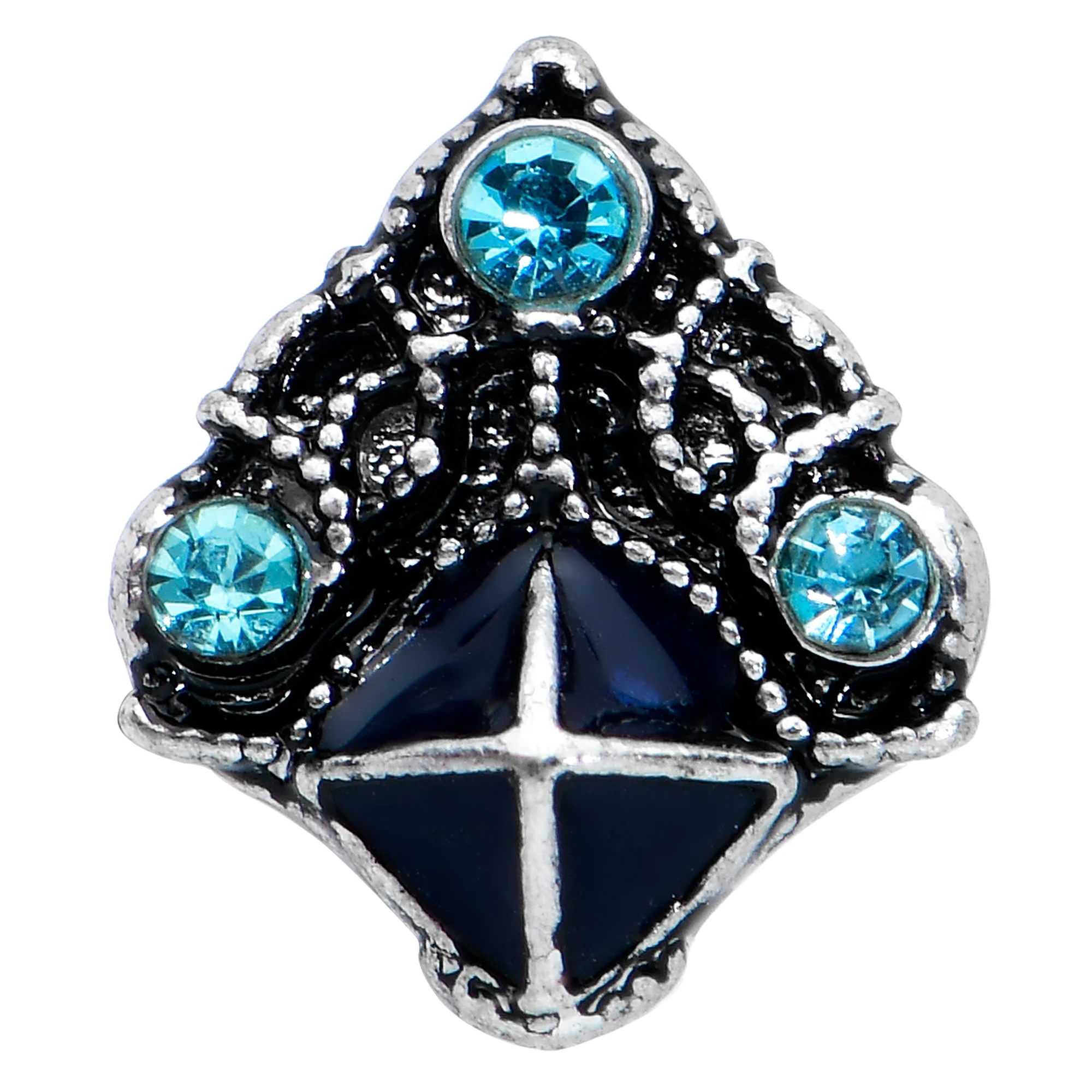 20G 7mm Blue Gem Rococo Blues Elegant L-Shape Nose Ring - Image 2