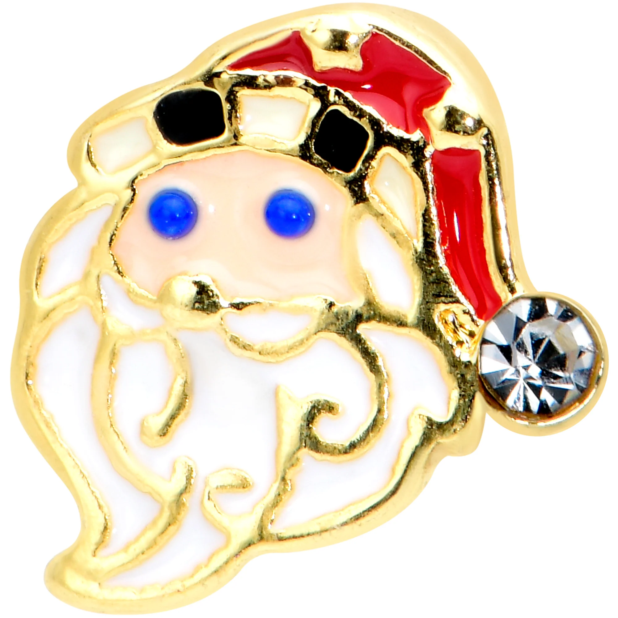 20G 7mm Clear Gem Gold Tone Santa Christmas L Shape Nose Ring - Image 2