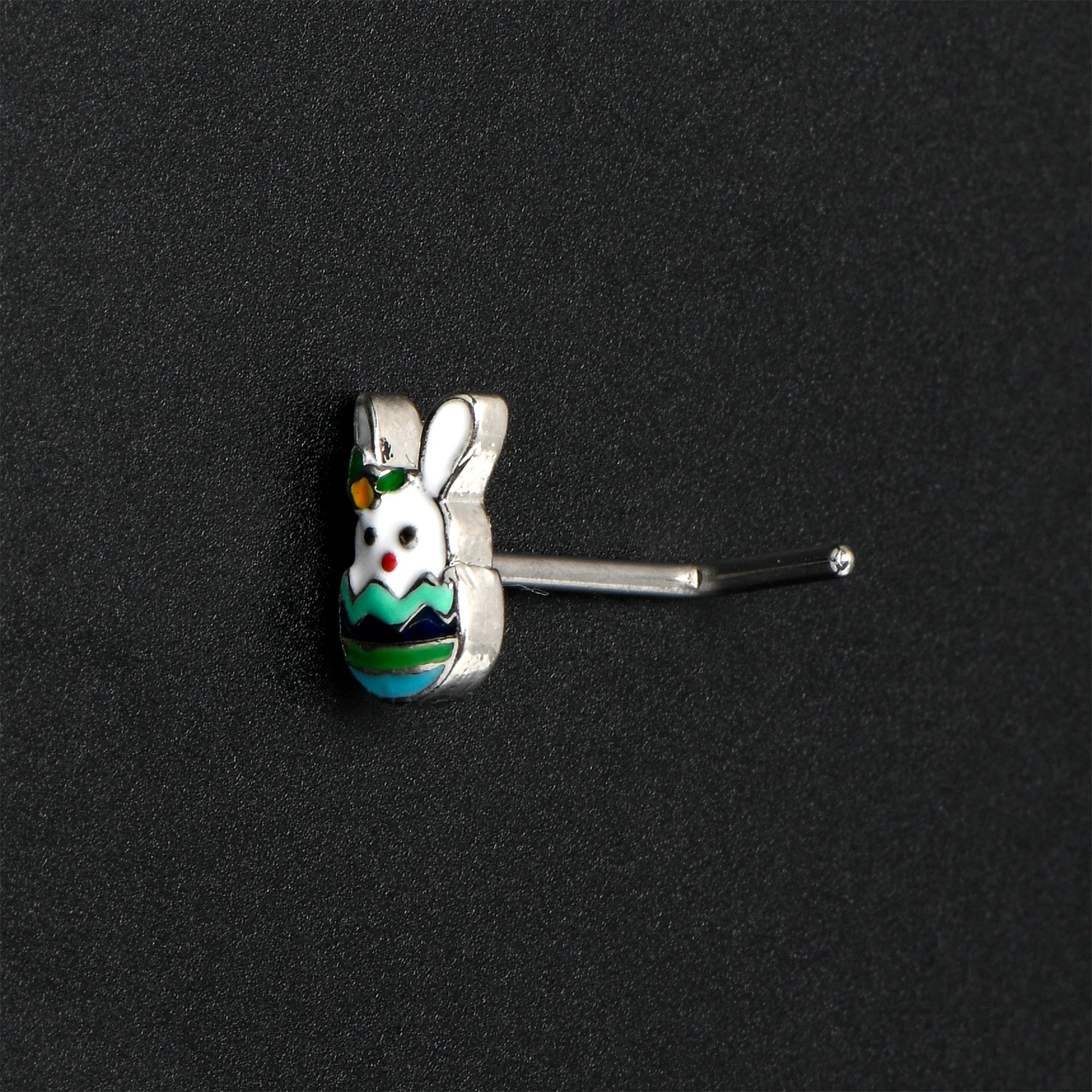 20G 7mm Easter Egg Bunny L Shape Nose Ring - Image 2