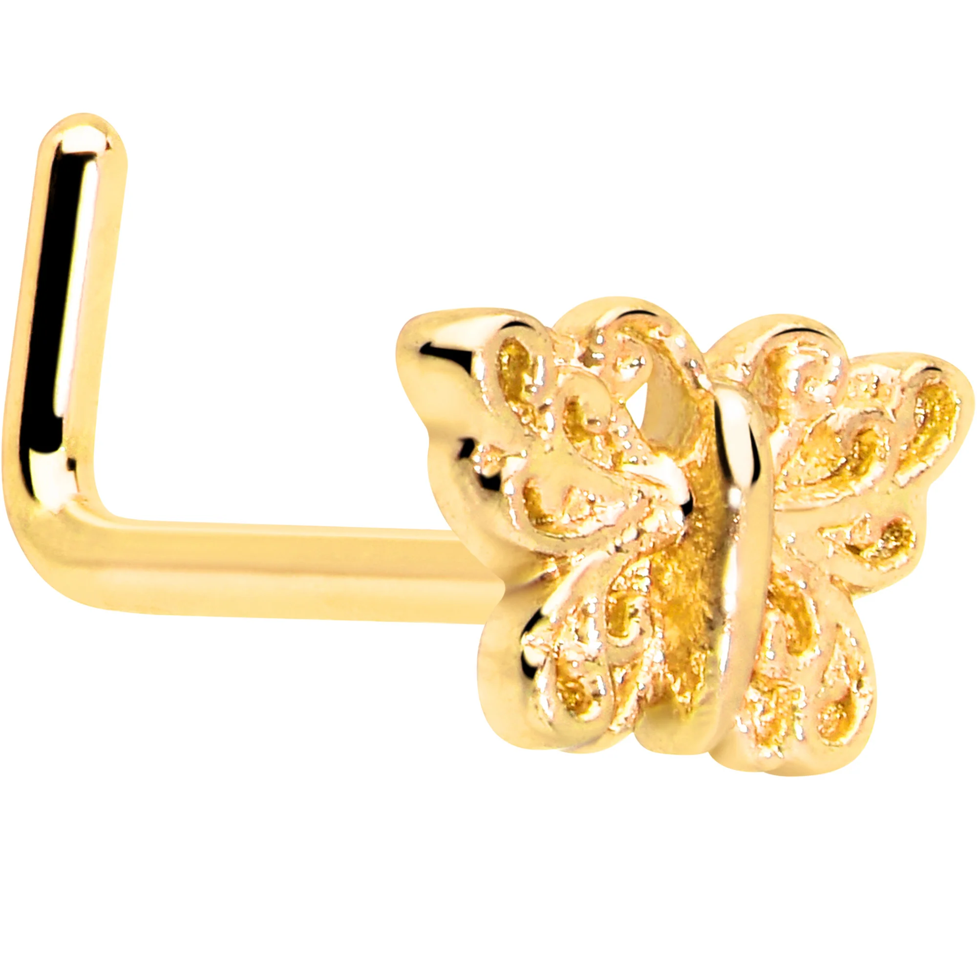 20G 7mm Butterfly Classic L Shape Nose Ring - Image 9