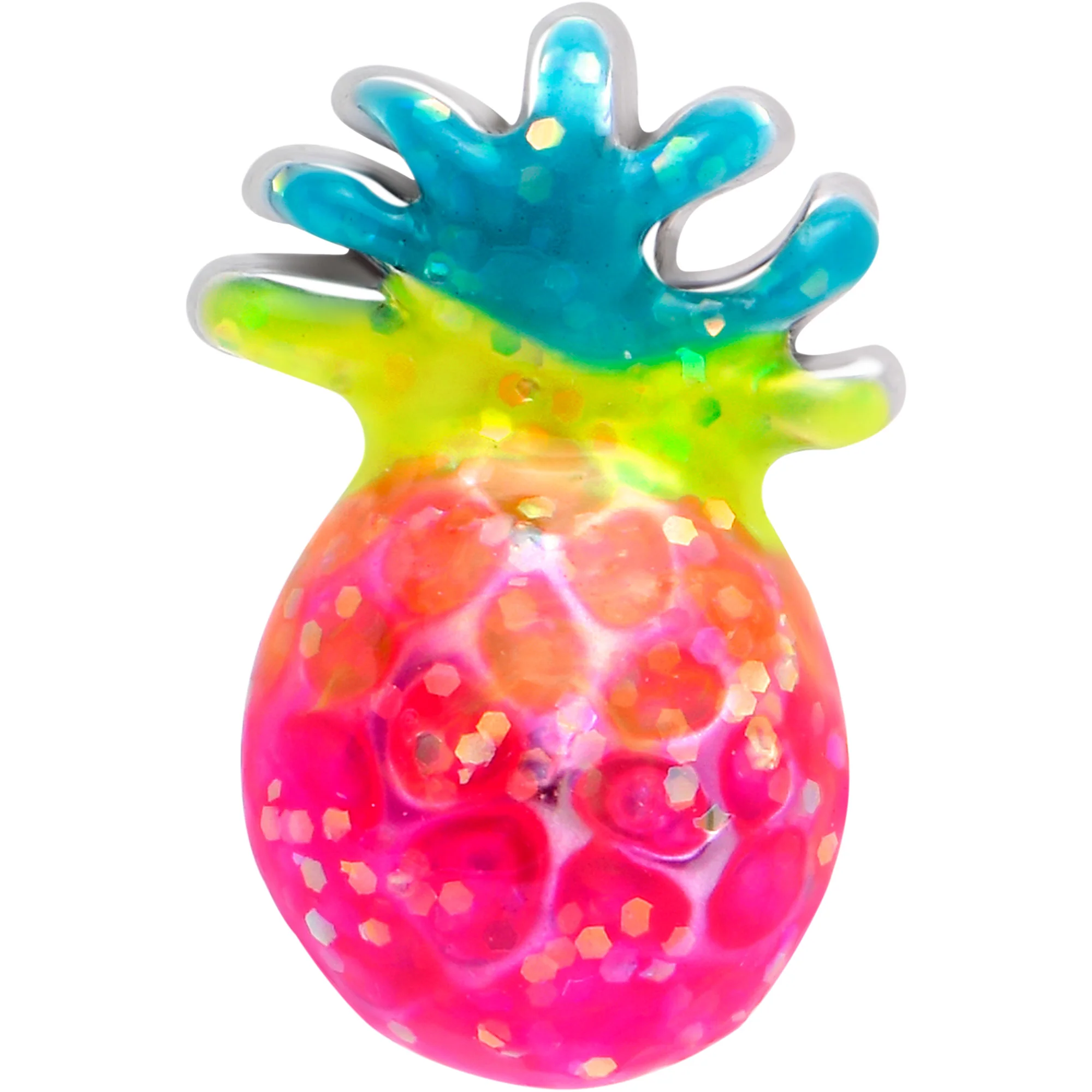 20G 7mm Hot Tropical Pineapple L Shape Nose Ring - Image 3