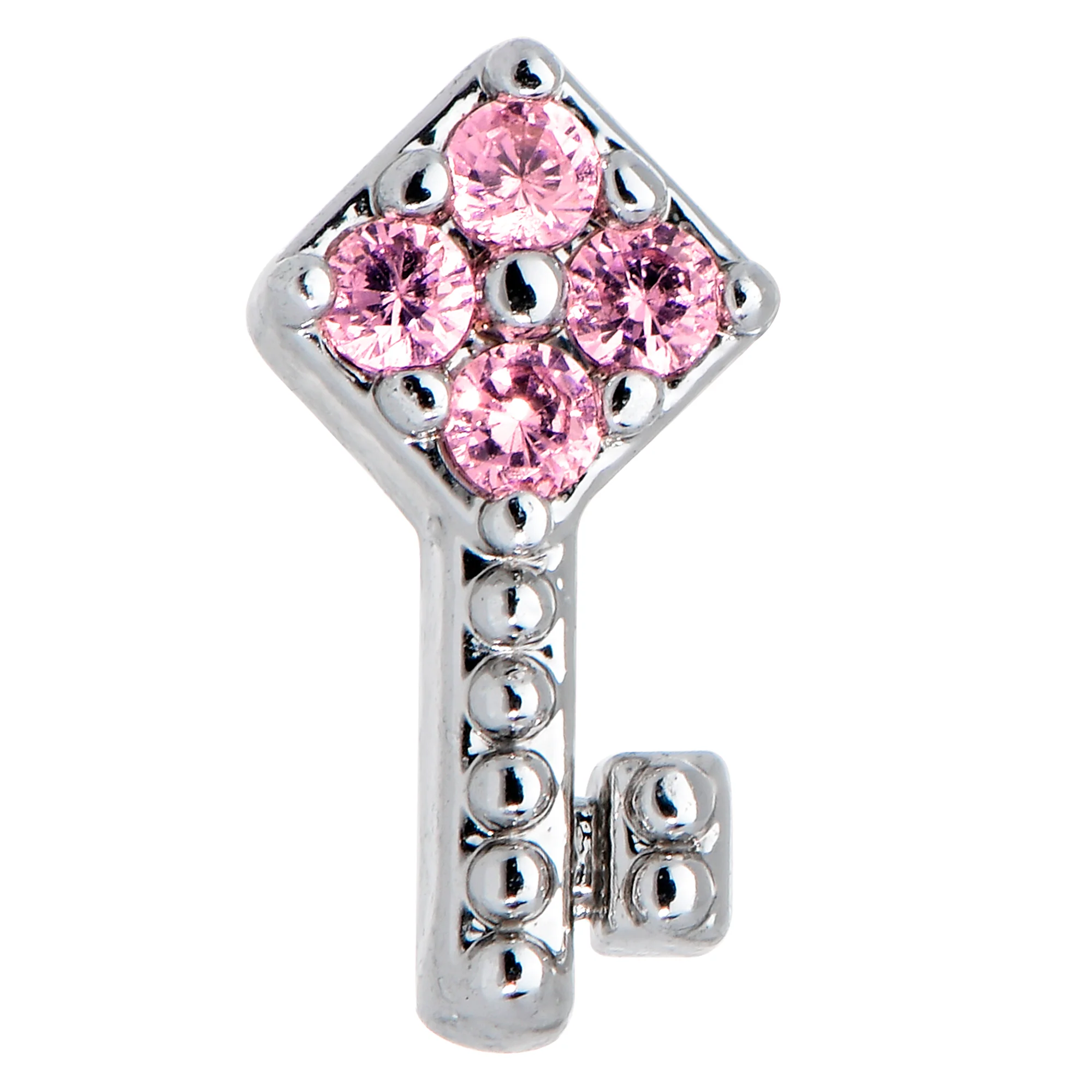 20G 7mm Pink Gem Open Key Left Nose Screw - Image 3