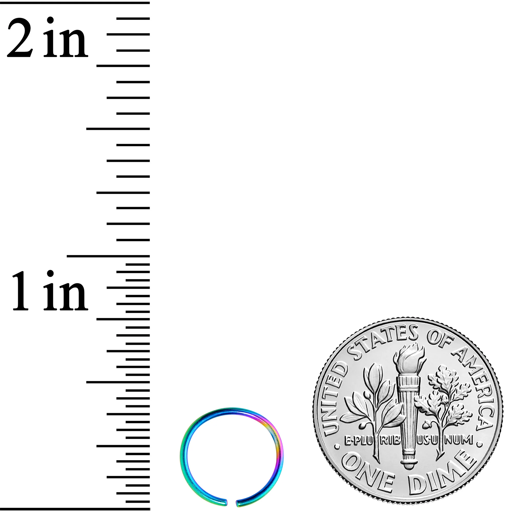 20G 9mm Rainbow PVD Grade 23 Titanium Bendable Hoop Ring - Image 2