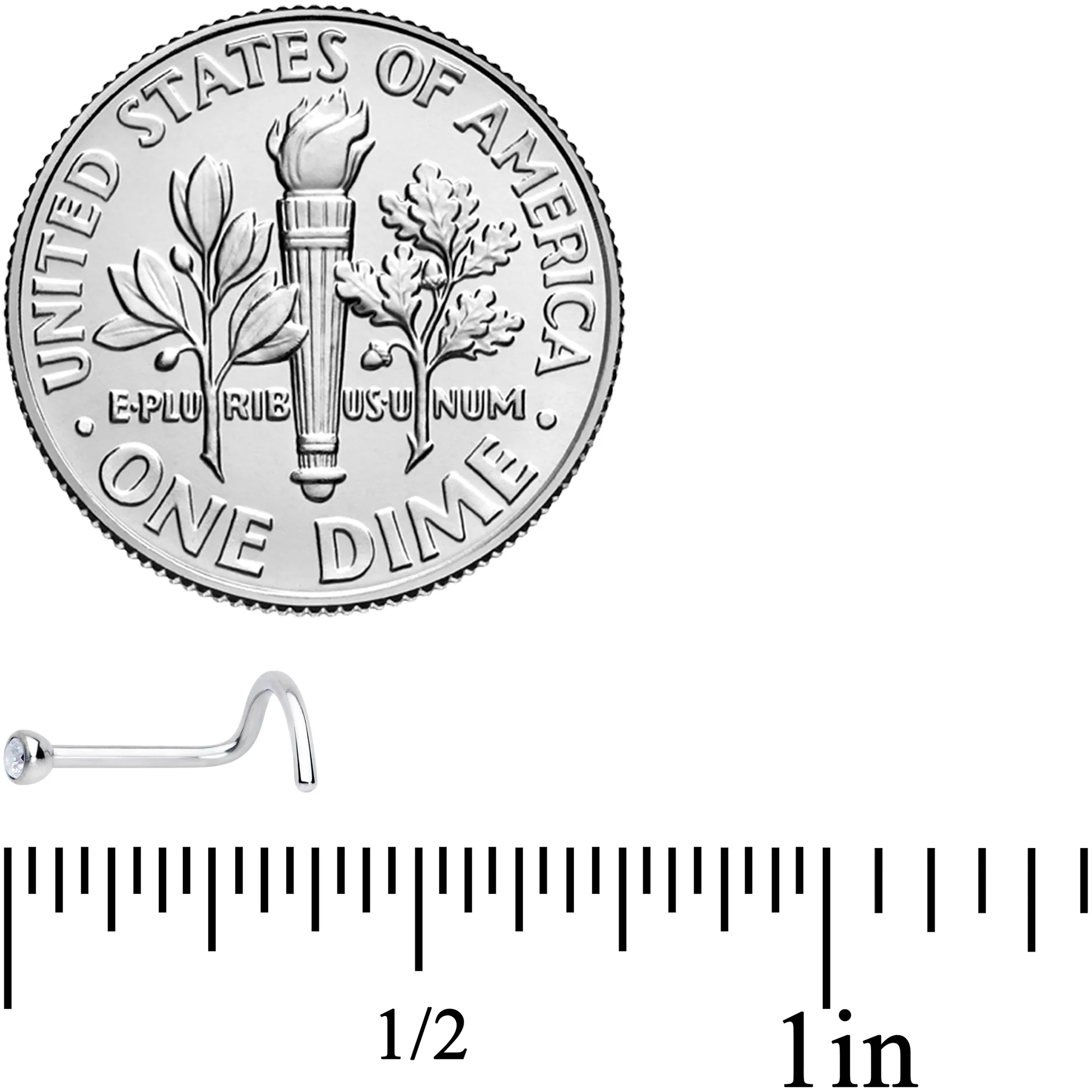 20G Clear 2mm Grade 23 Titanium Press Fit Left Side Nose Screw - Image 3