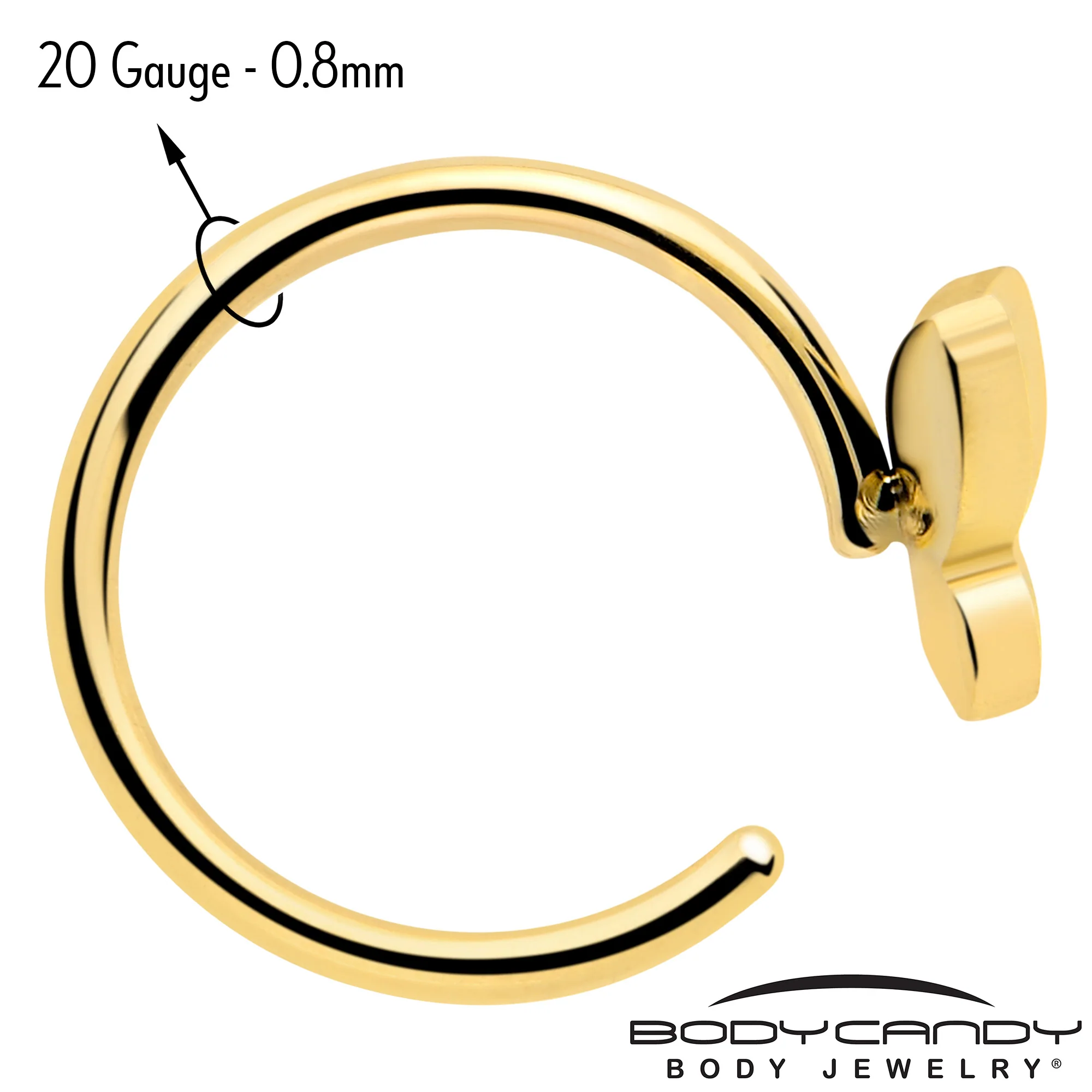 20G Gold Tone Implant Grade Titanium Butterfly Open Hoop Earring Set - Image 4