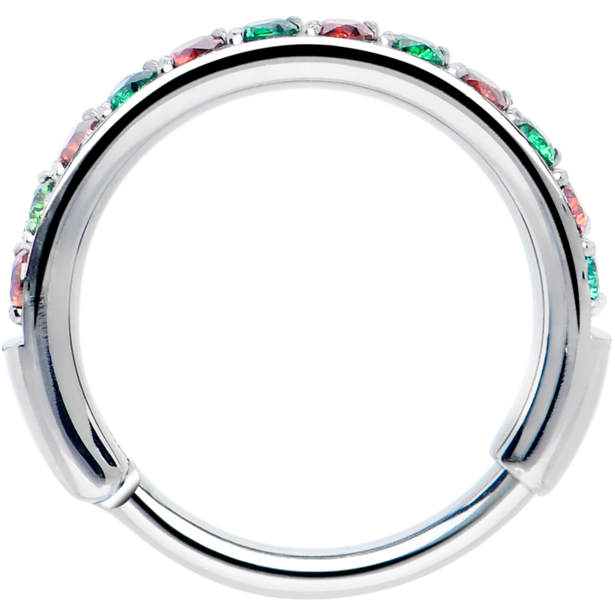 20G Micro Gem Titanium Hinged Nose Hoop - Christmas Nose Ring - Image 3