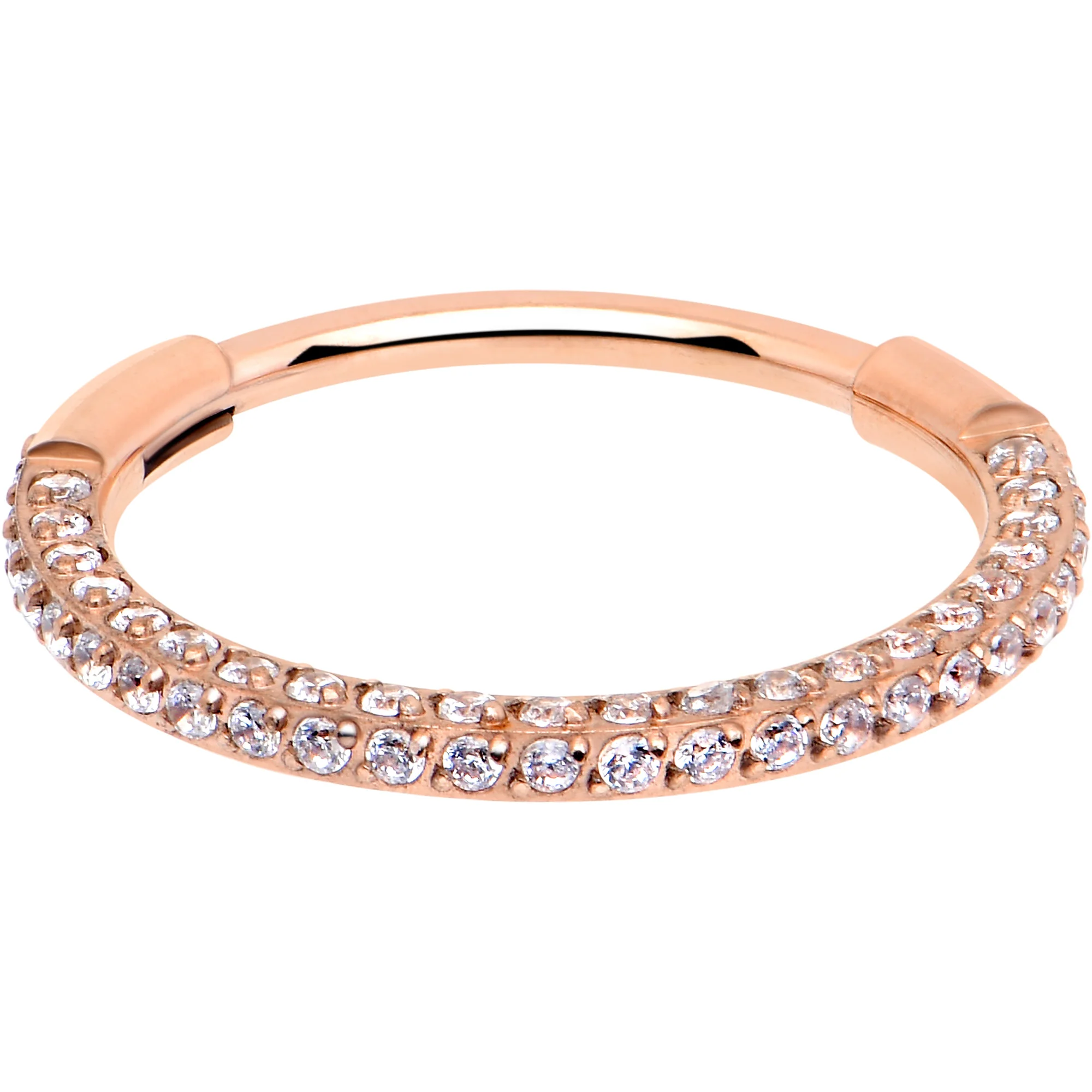 20G Rose Gold PVD Implant Grade Titanium Triple Sided Micro Gem Hinged Nose Hoop - Image 7
