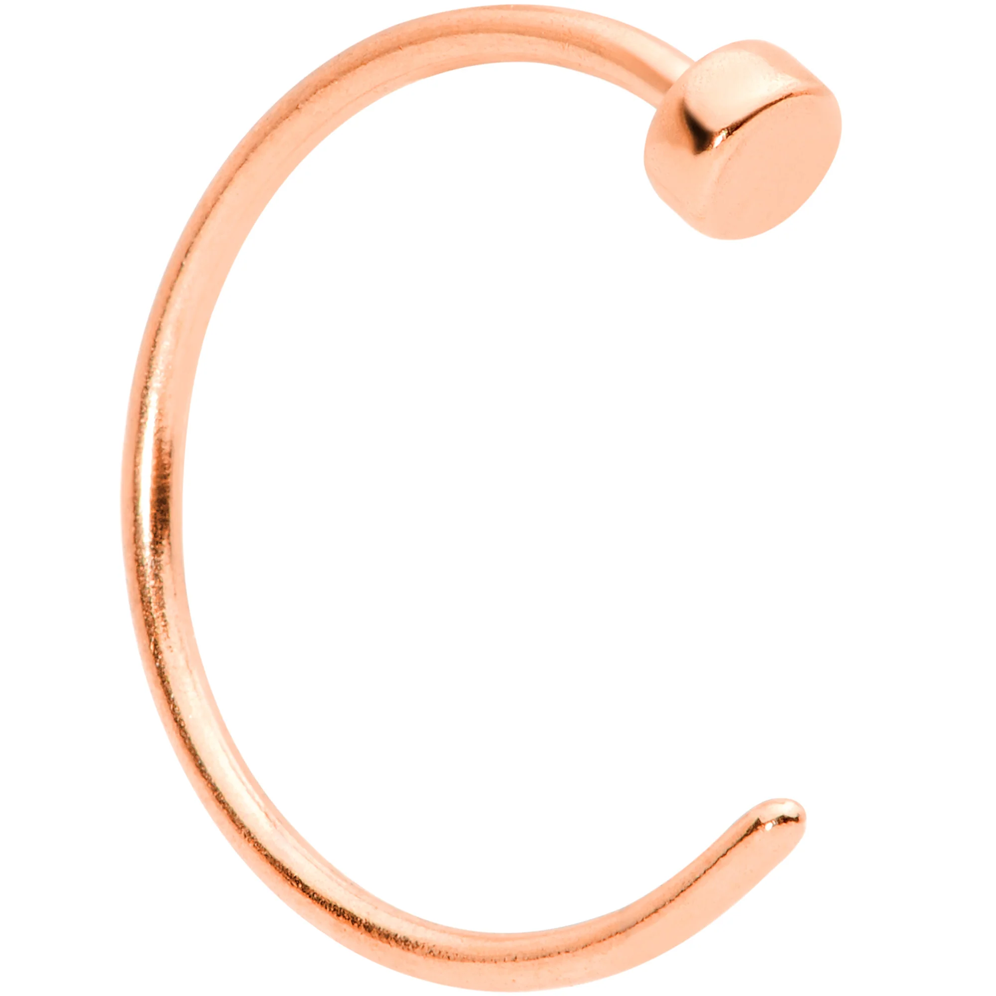 22G 5/16 Rose Gold Tone Disc Nose Hoop - Image 2
