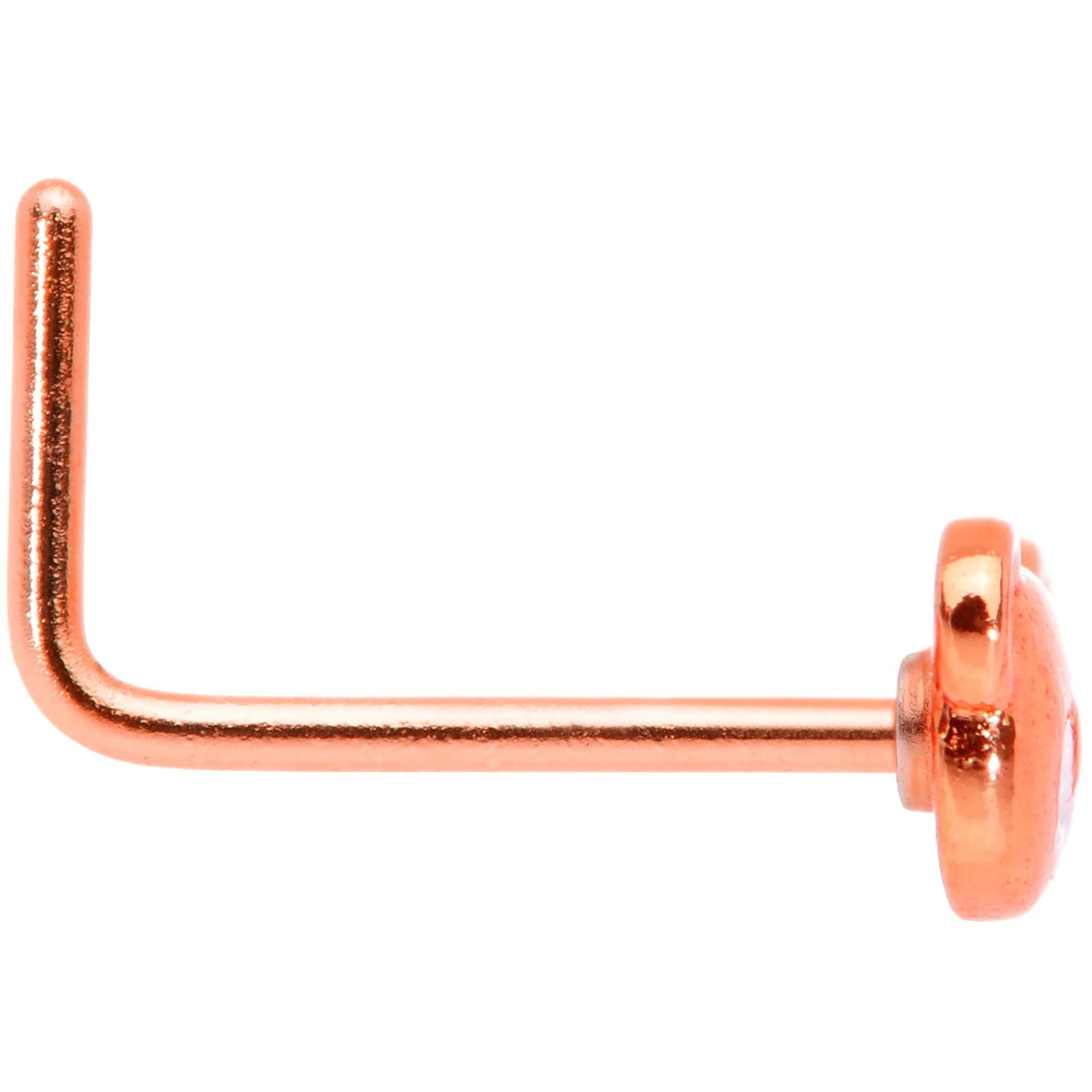 22G 5/16 Rose Gold Tone Tiny Teddy Bear L Shaped Nose Ring - Image 4