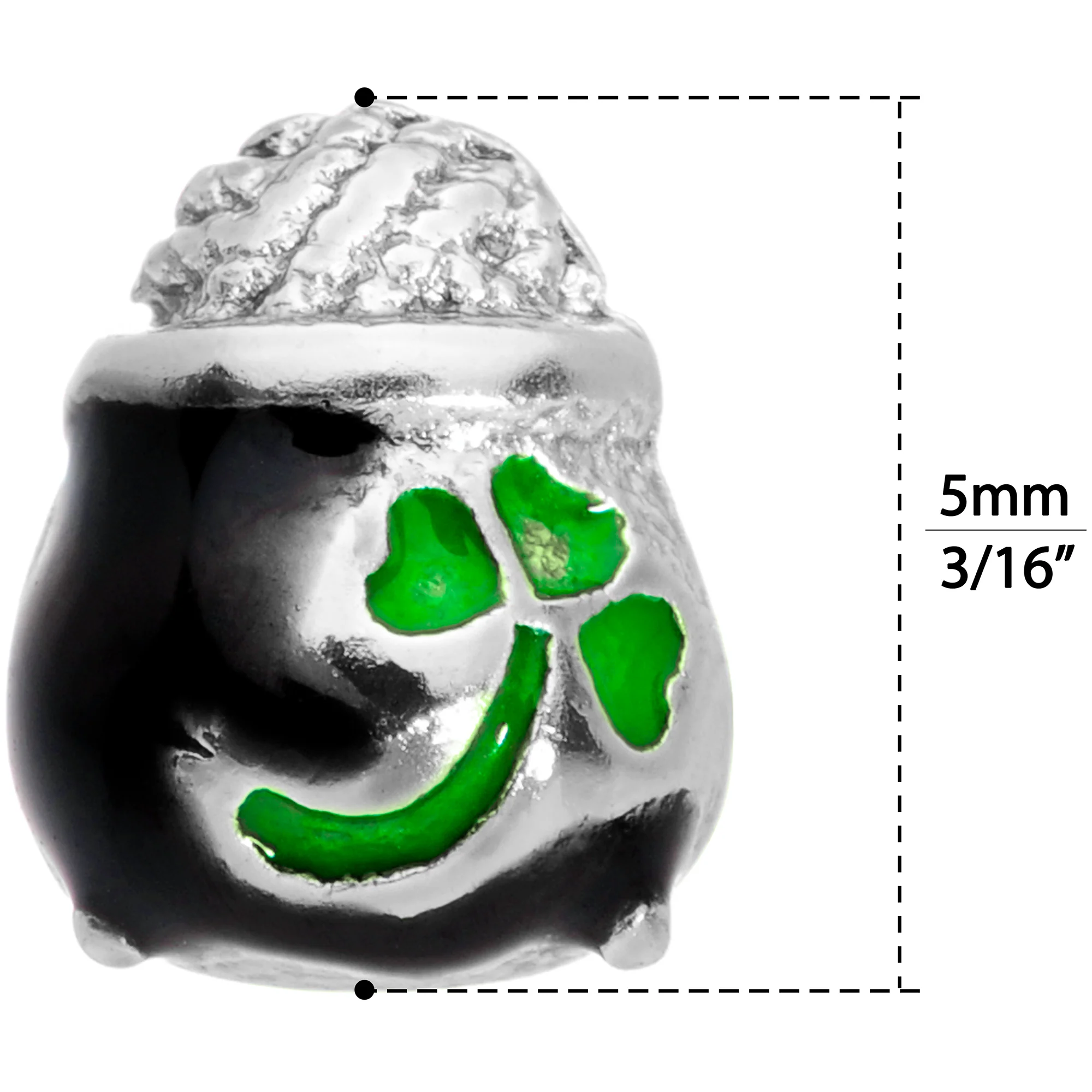 22G 5/16 St Patricks Day Pot O Gold L Shaped Nose Ring - Image 5
