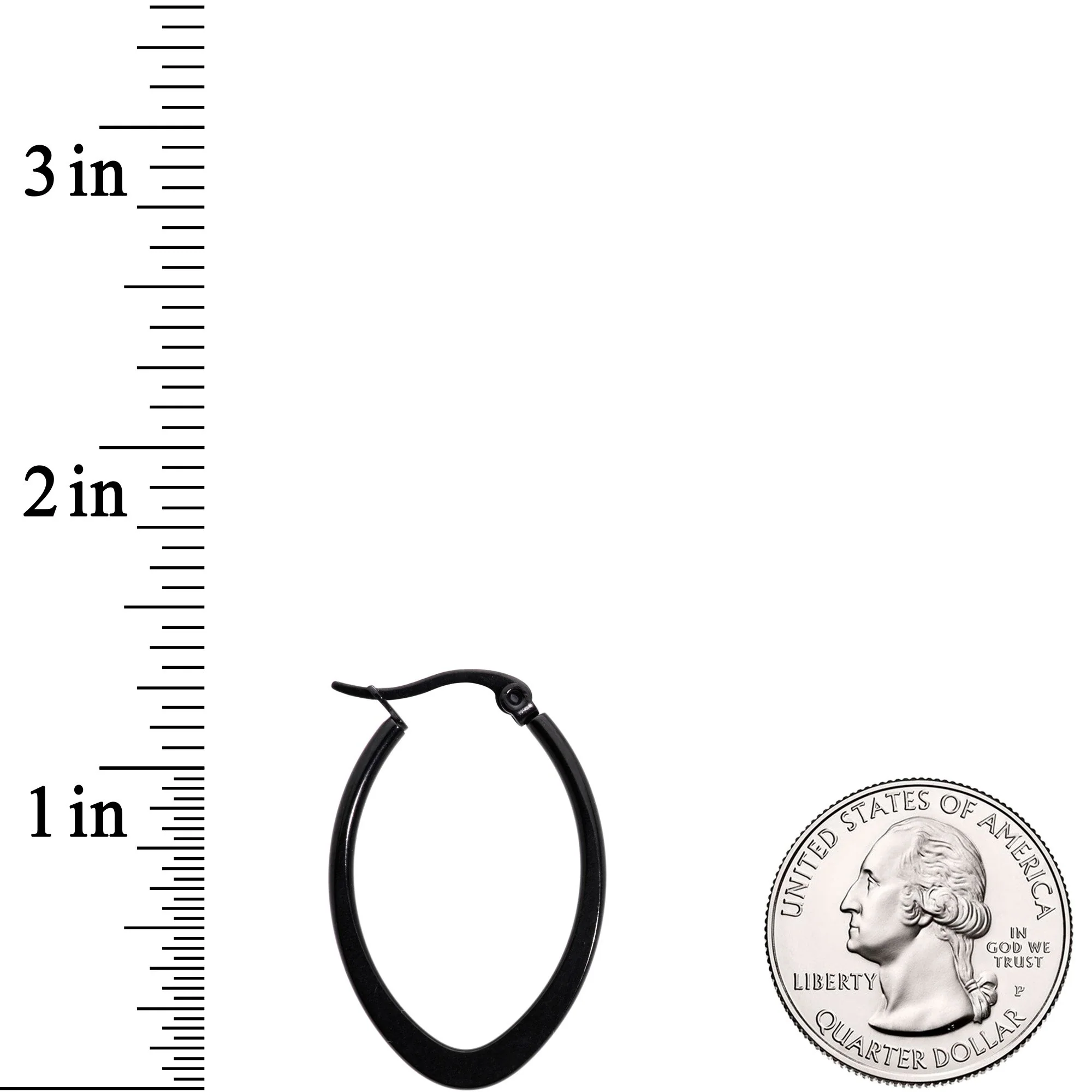 30mm Black Tone PVD Stainless Steel Oval Hoop Earrings - Image 2