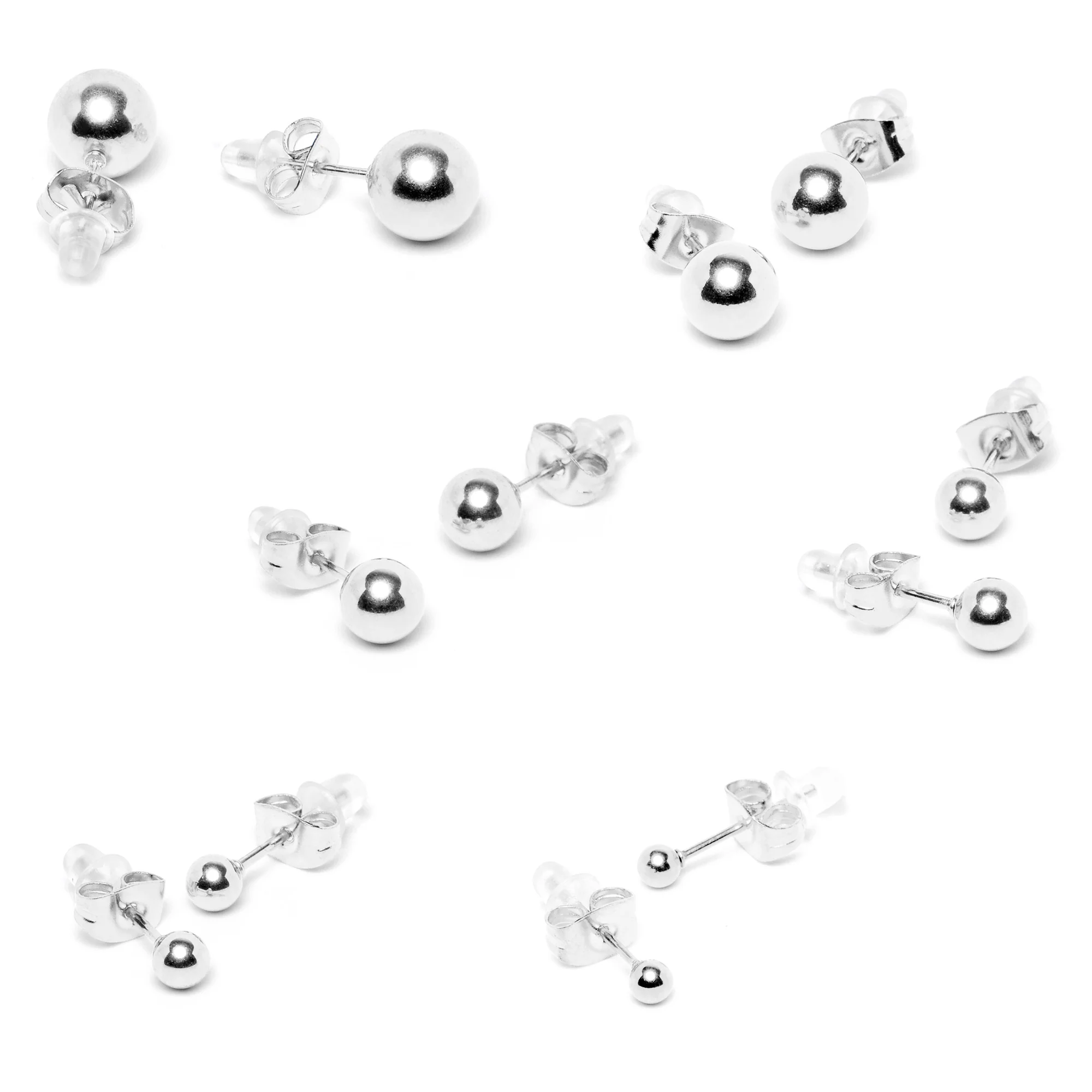 3mm-8mm Ball Stud 316L Stainless Steel Earrings 6 Pack - Image 4