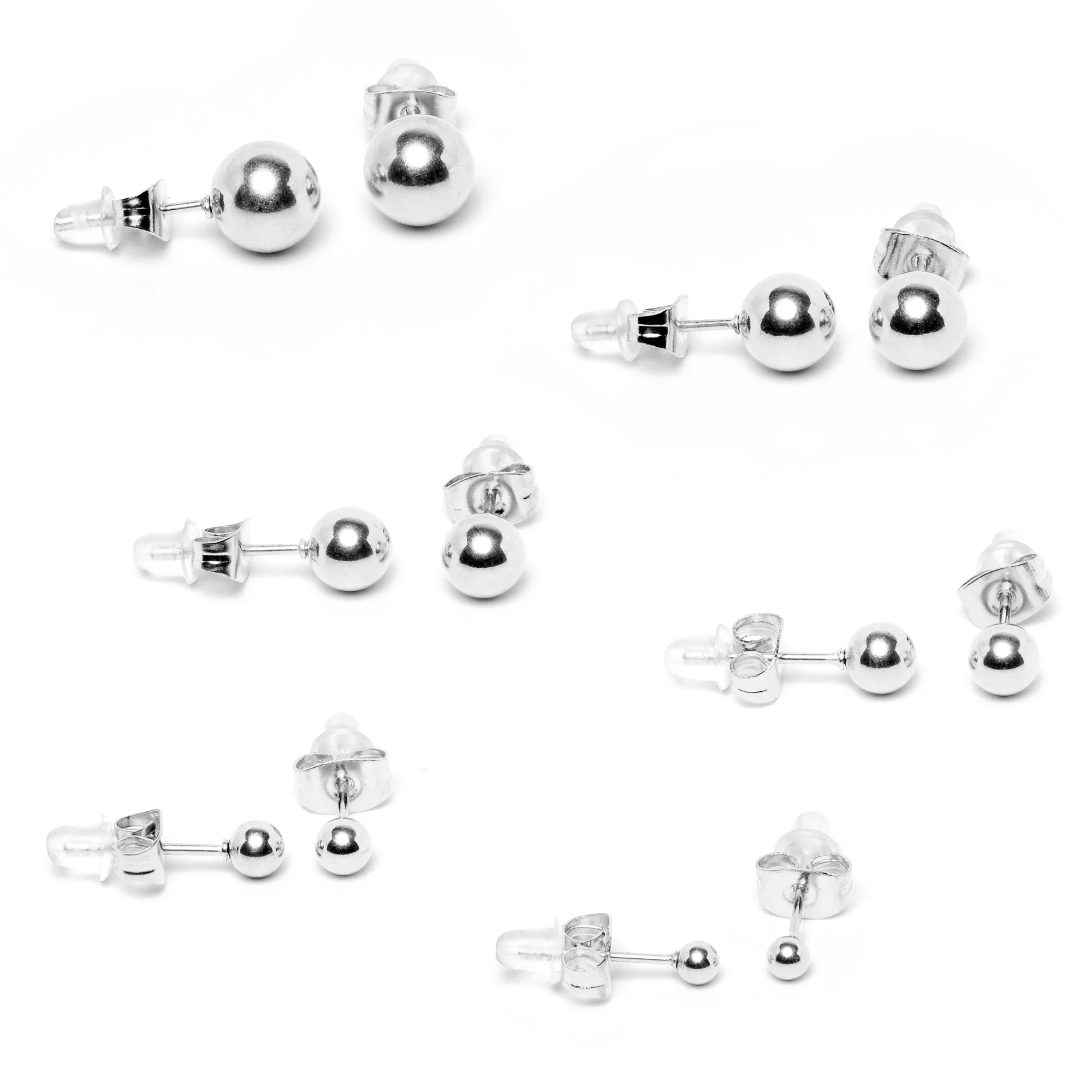 3mm-8mm Ball Stud 316L Stainless Steel Earrings 6 Pack - Image 6