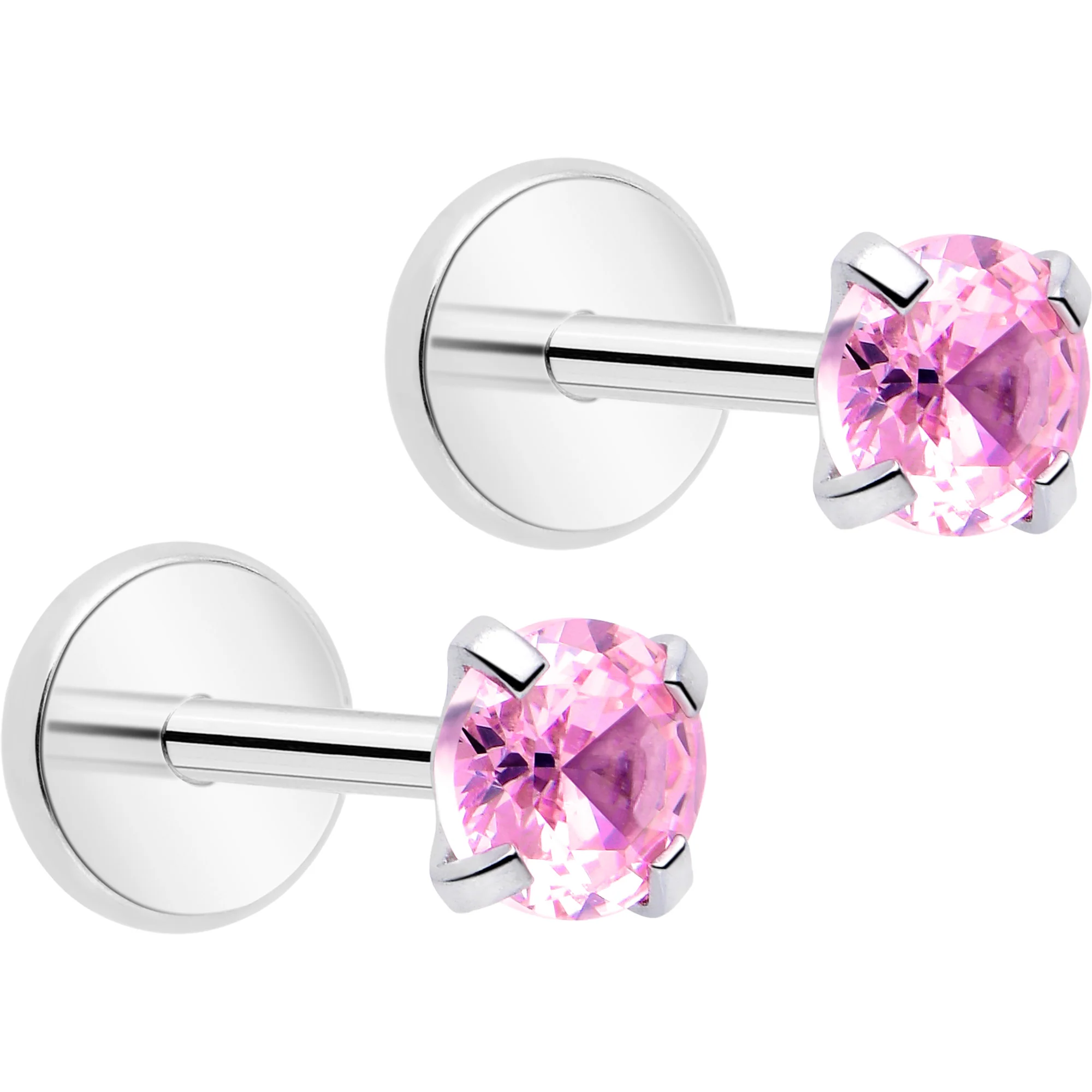 3mm CZ Gem Round Flat Back Stud Earrings - 1 Pair - Image 9