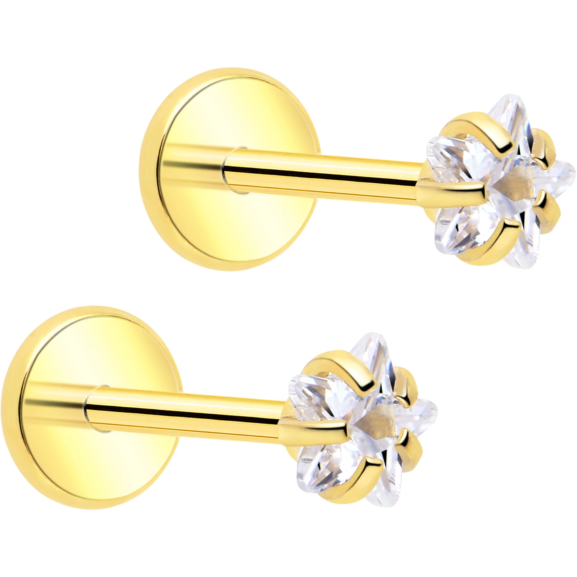 3mm CZ Star Flat Back Stud Earrings - 1 Pair - Image 10