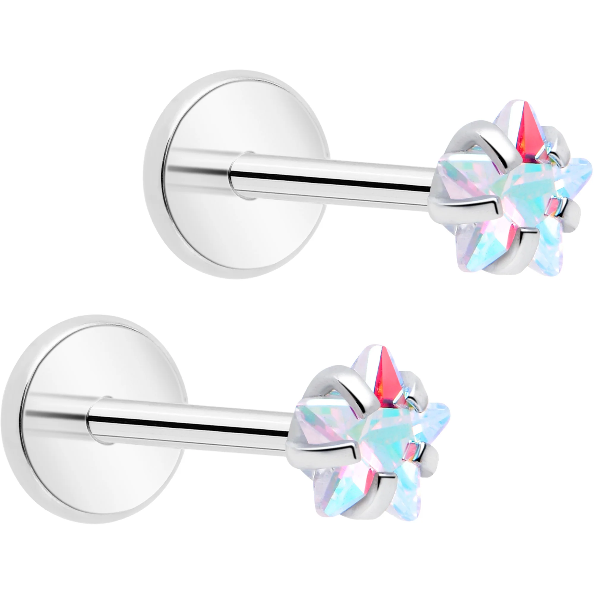 3mm CZ Star Flat Back Stud Earrings - 1 Pair - Image 2