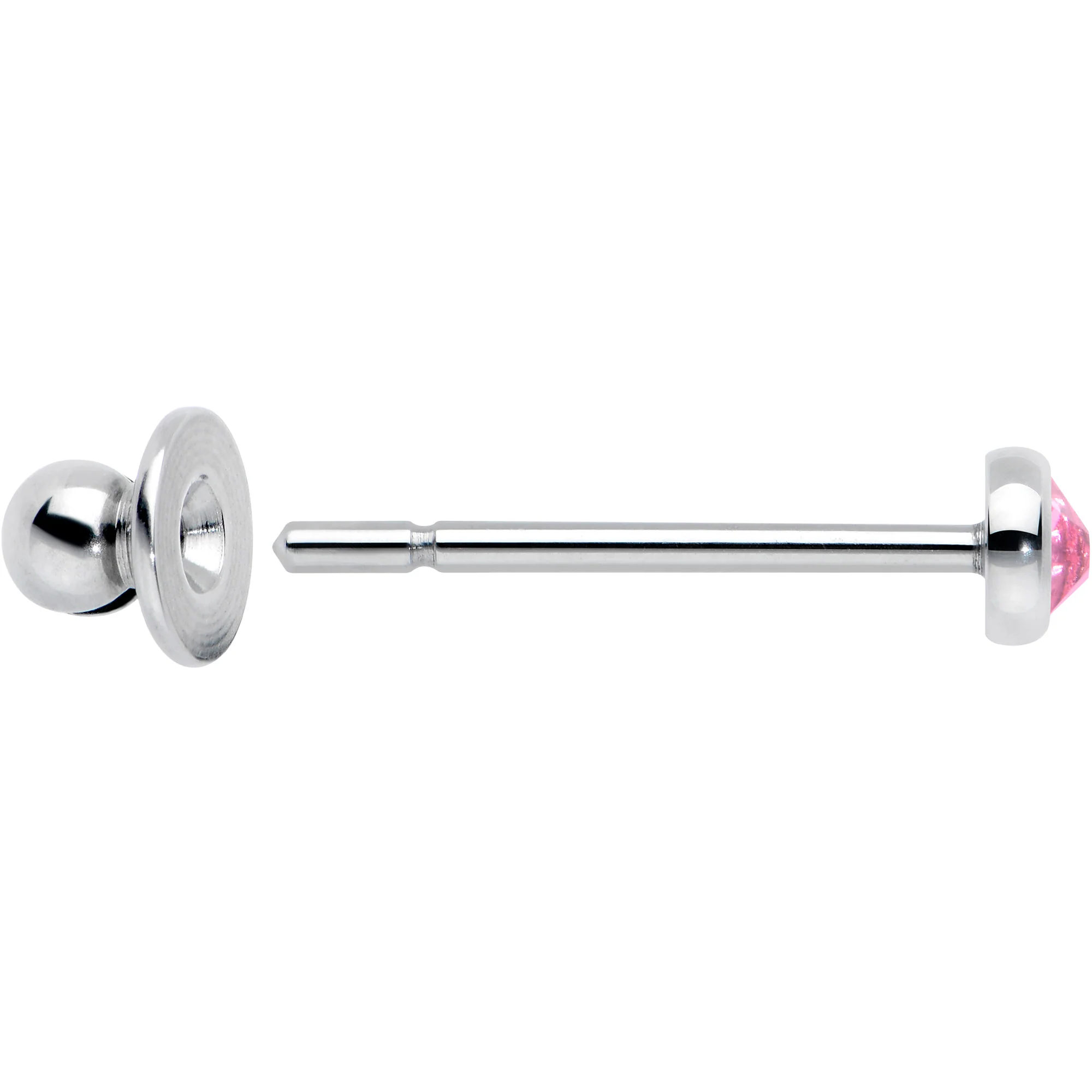 3mm Pink Gem Bezel G23 Titanium Post Stud Earrings - Image 3