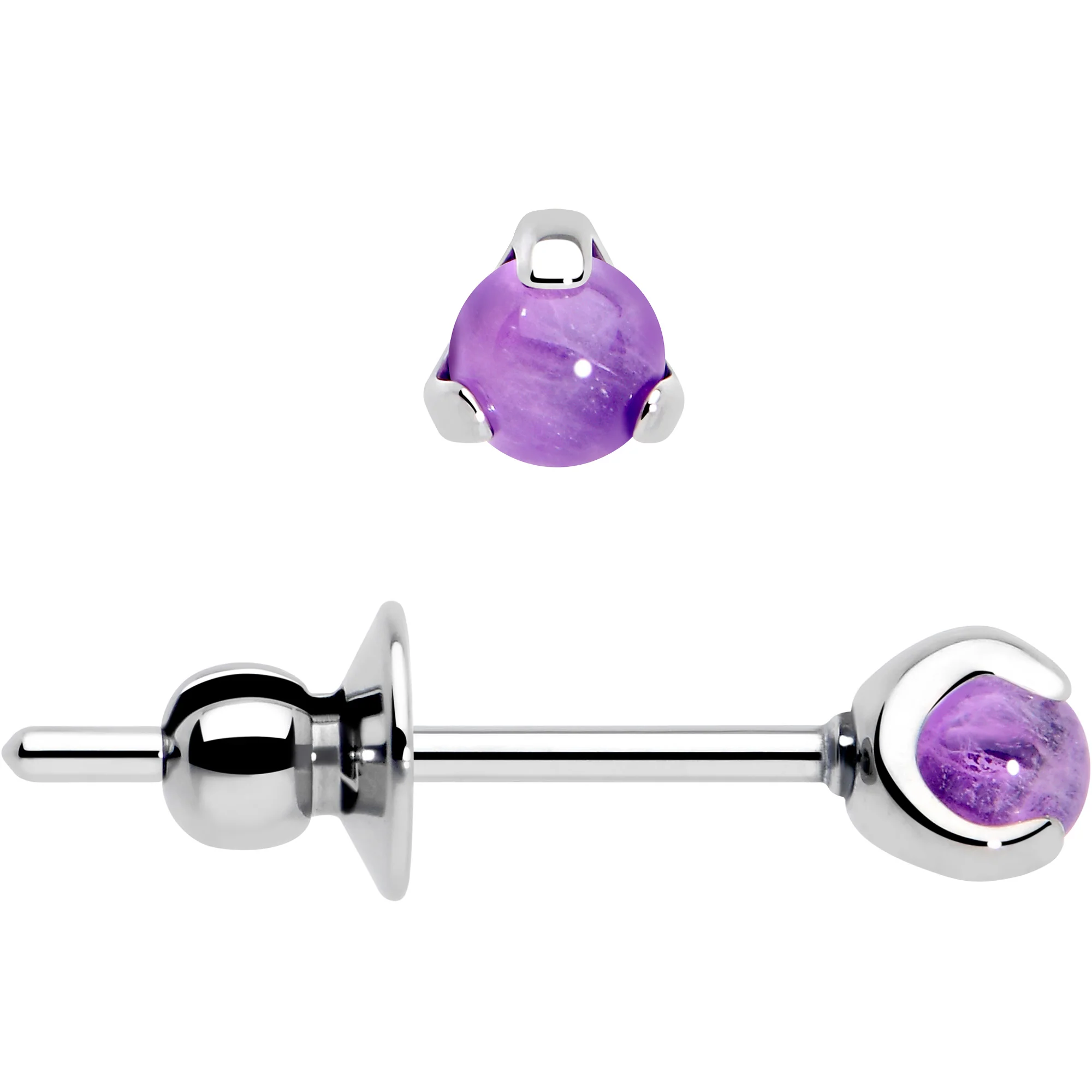 3mm Purple Amethyst Stone Implant Grade Titanium Stud Earrings - Image 4